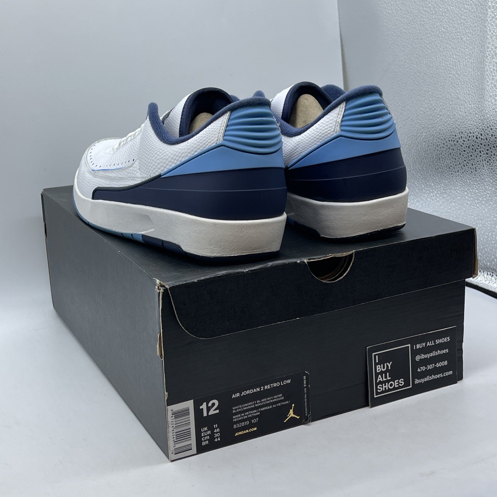 Size 12 - Air Jordan 2 Retro Low Midnight Navy White Leather (832819-107)
