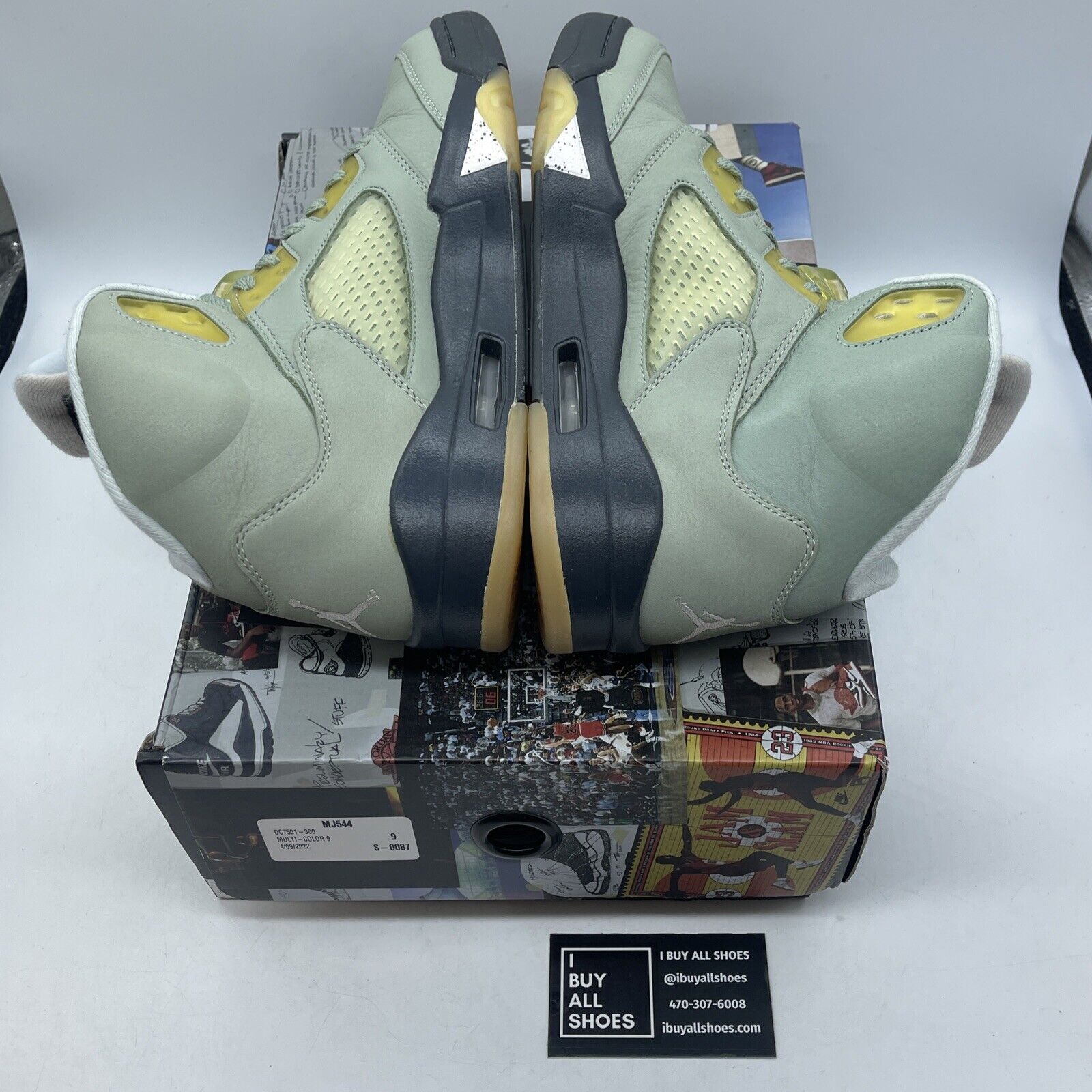 Size 9 - Jordan 5 JADE HORIZON Green White Black Suede (DC7501-300)