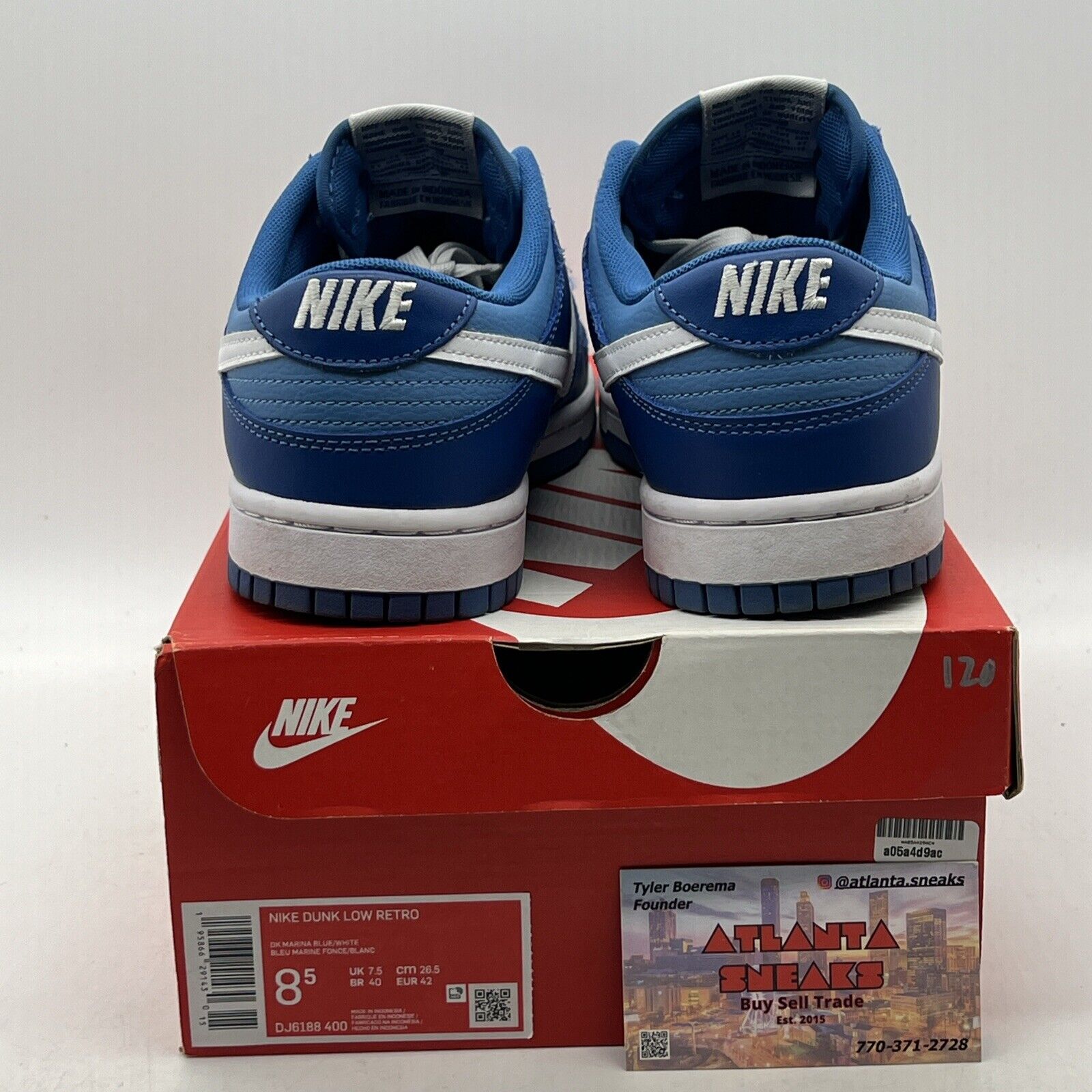 Size 8.5 - Nike Dunk Low Dark Marina Blue White Leather (DJ6188-400)