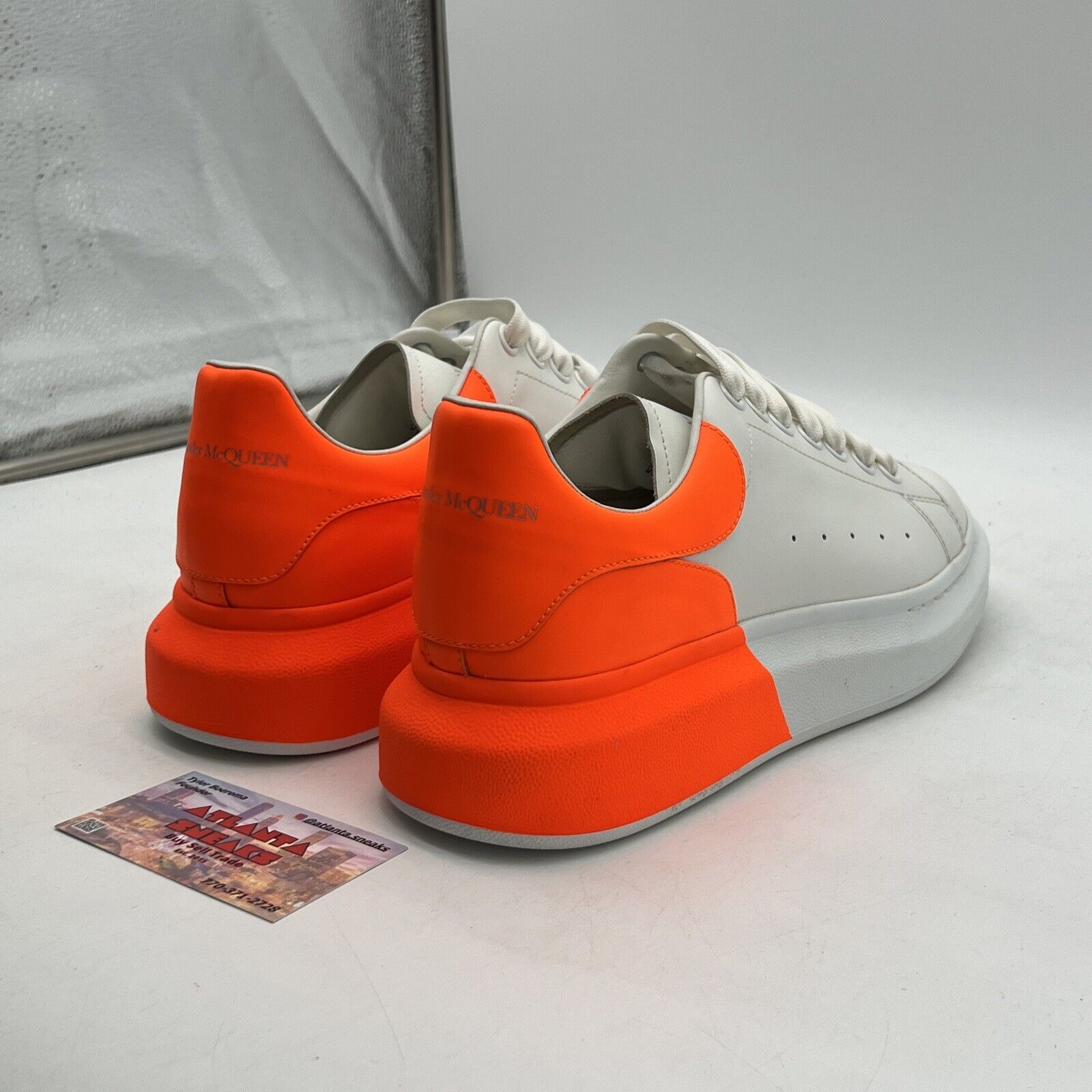 Size 7.5 - Alexander McQueen Oversized Sneakers “White Orange” (556278)