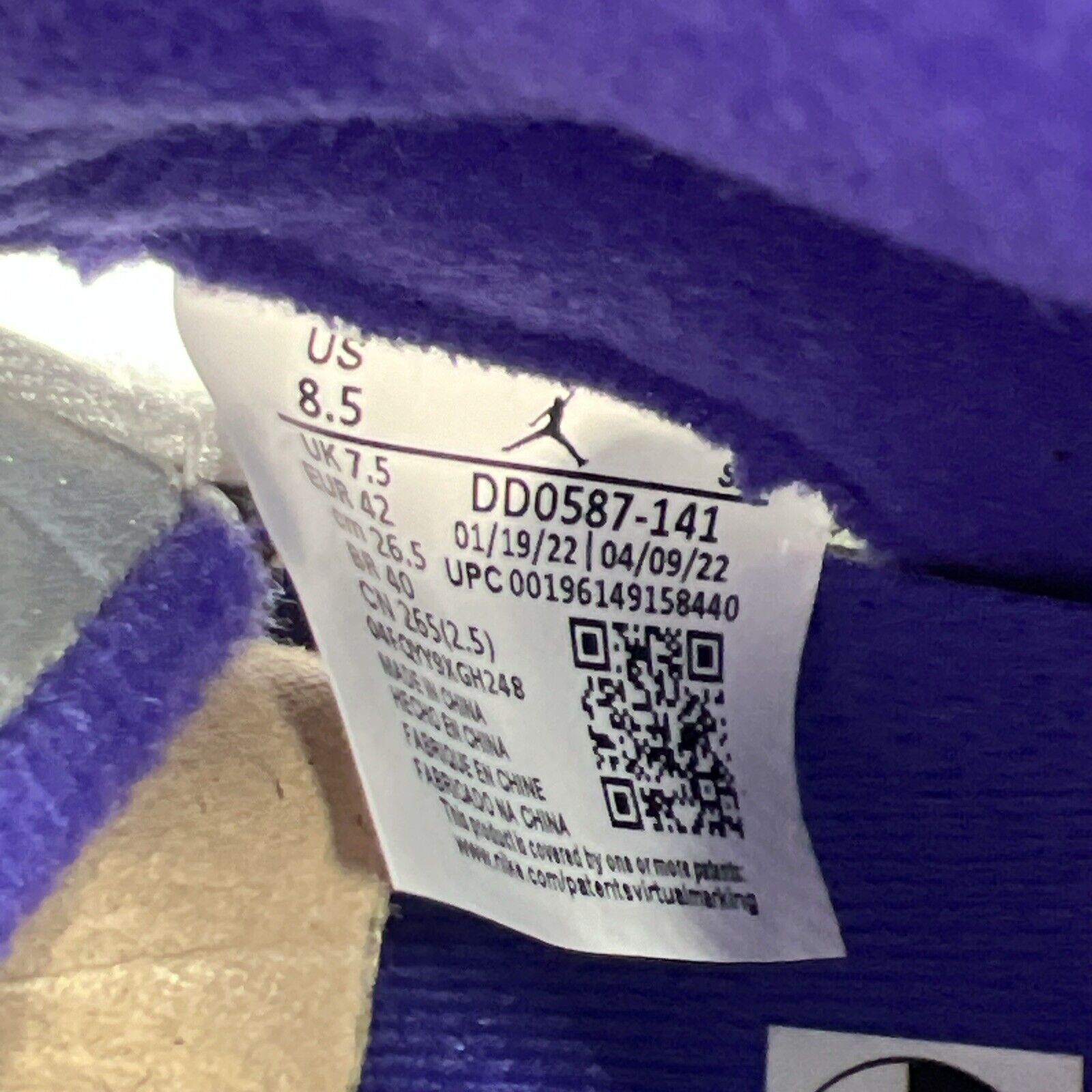 Size 8.5 - Jordan 5 Concord 2022 Black White Purple Leather (DD0587-141)