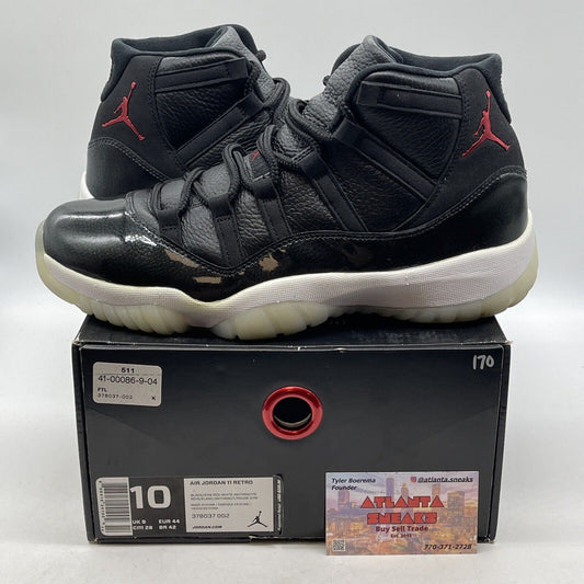 Size 10 - Jordan 11 Retro 72-10 2015 Black Red White Leather (378037-002)