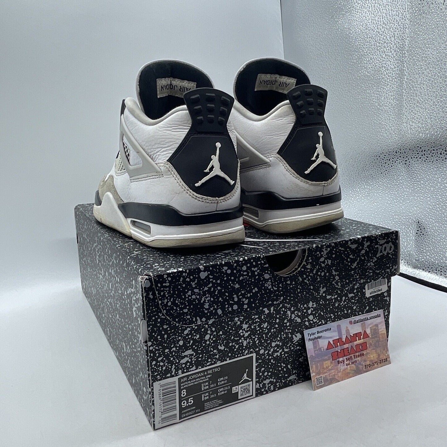 Size 8 - Jordan 4 Retro Mid Military Black White Suede Leather (DH6927-111)