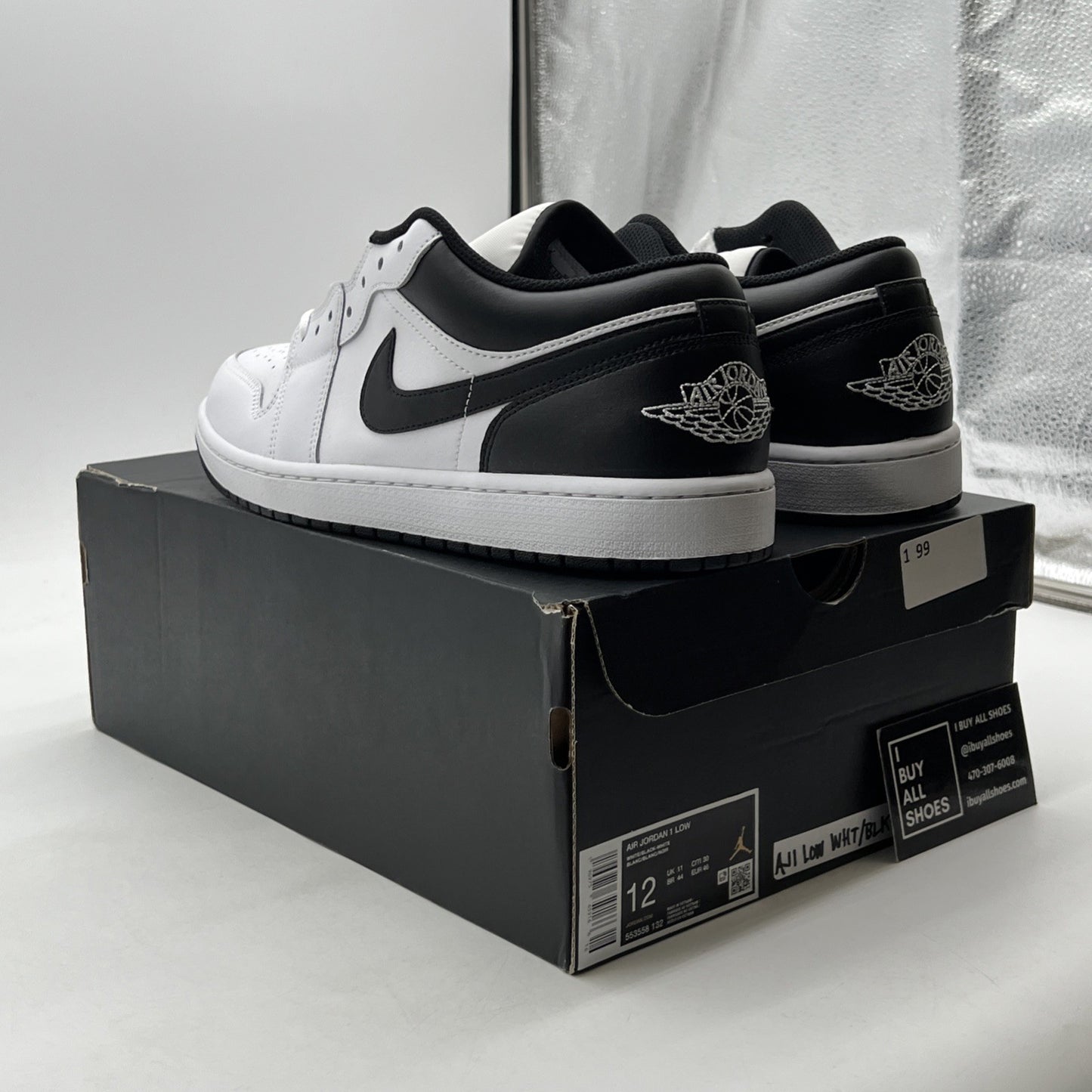 Size 12 - Air Jordan 1 Low White Black (553558-132)