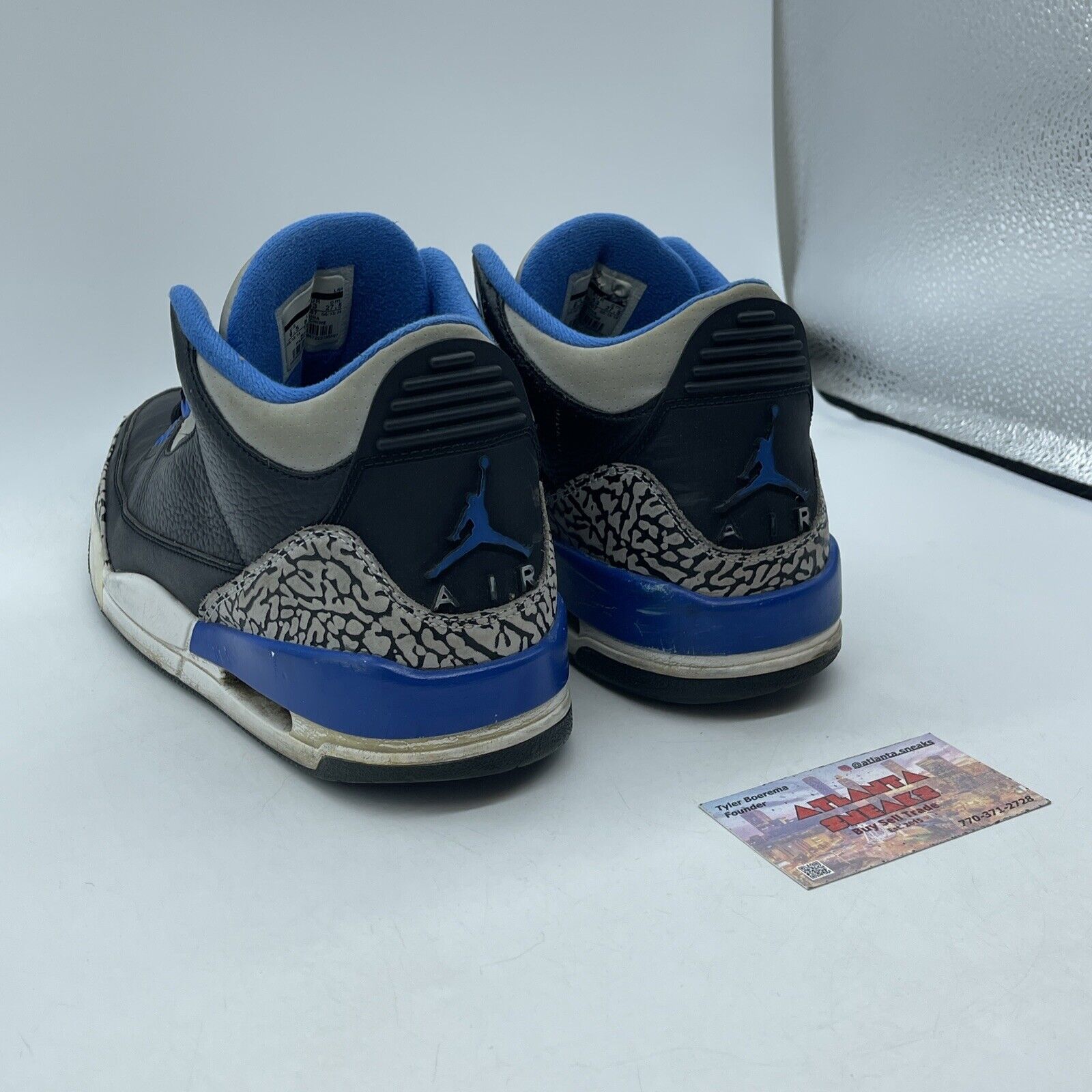 Size 9.5 - Air Jordan 3 Retro Sport Blue Black Leather Grey Suede (136064-007)