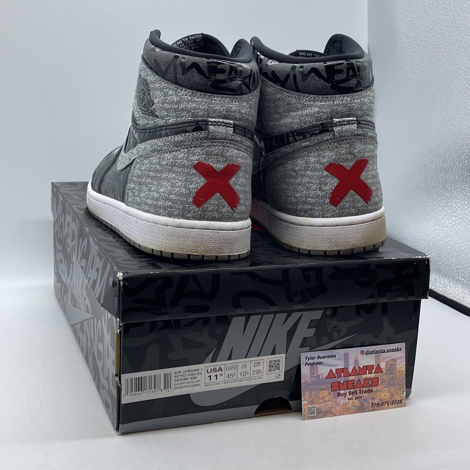 Size 11.5 - Jordan 1 OG High Rebellionaire Grey Black Suede Leather (555088-036)
