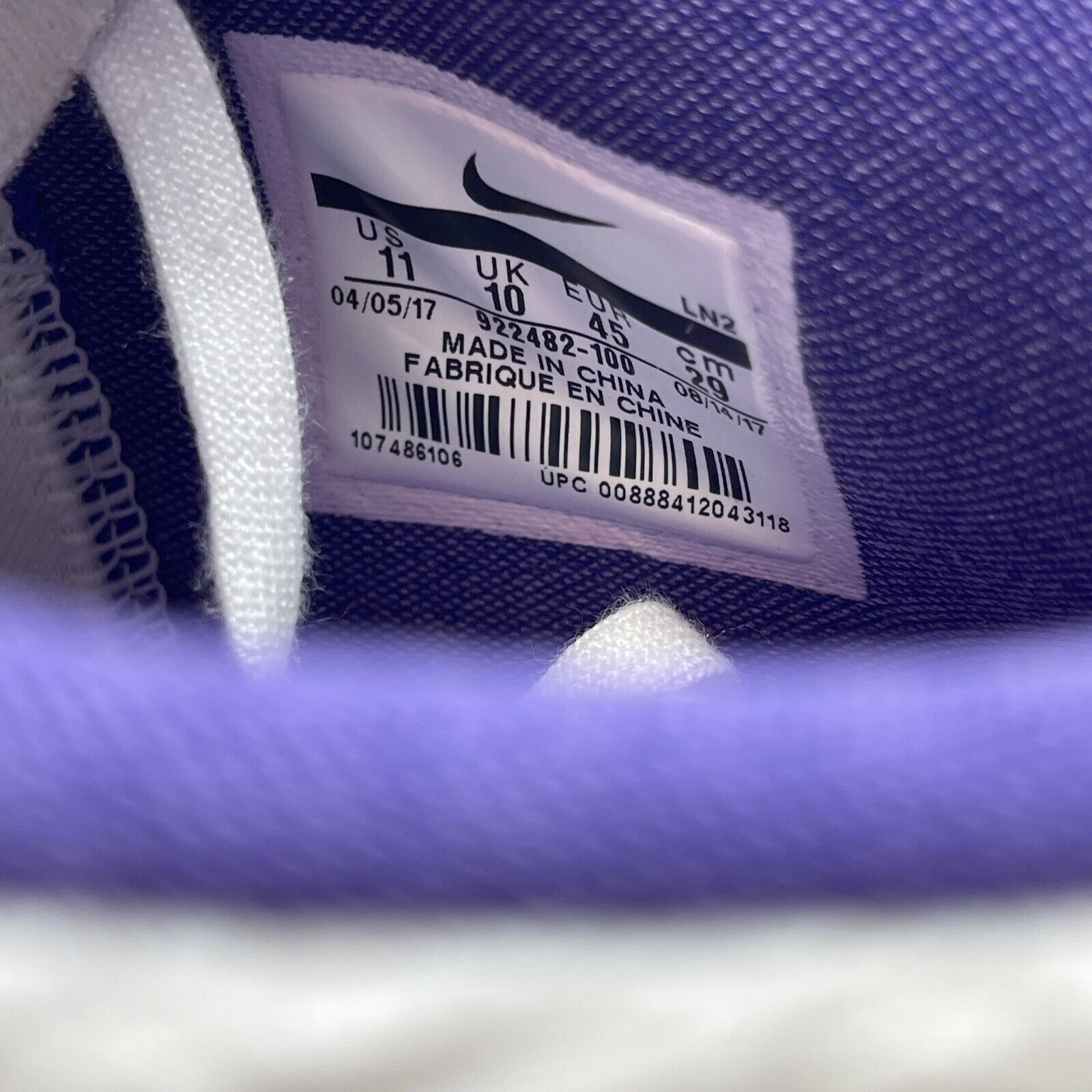 Size 11 - Nike Kobe AD Mid Baseline White Purple Black Suede (922482-100)