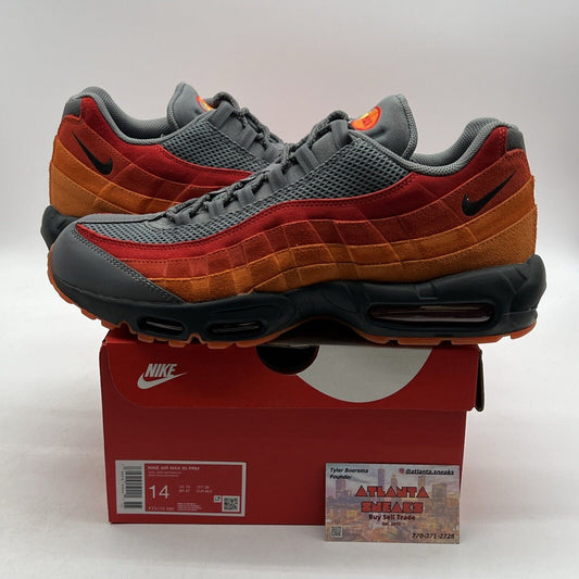 Size 14 - Nike Air Max 95 Premium Atlanta Grey Red Orange (FZ4125-060)