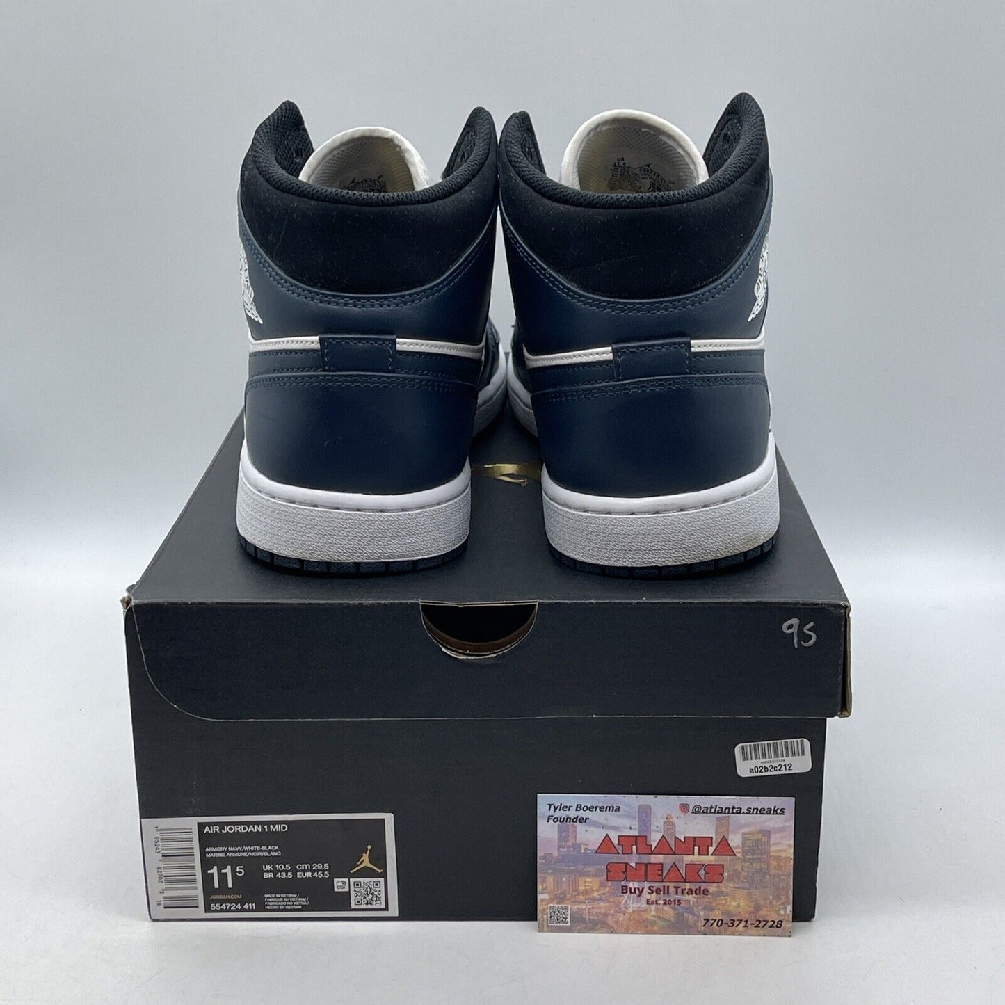 Size 11.5 - Jordan 1 Mid Armory Navy 2021 Leather Black Suede (554724-411)