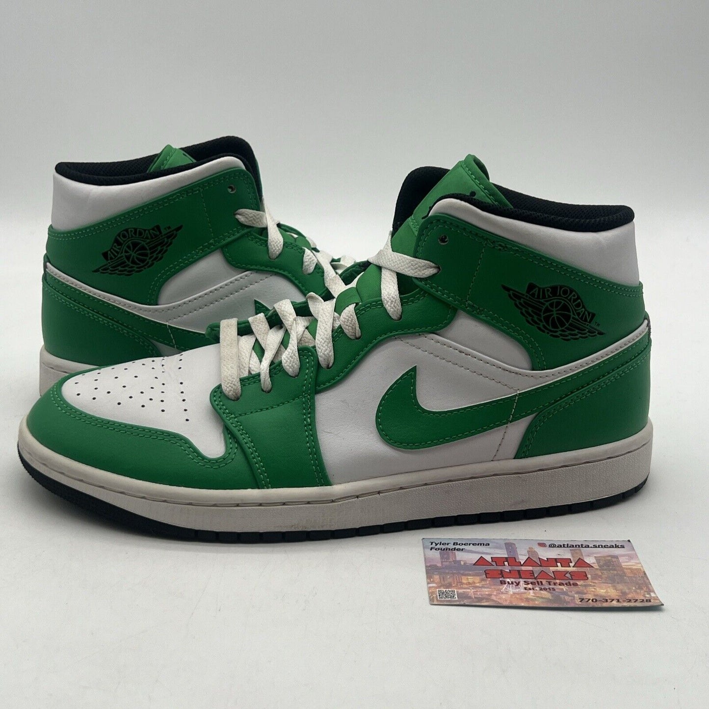 Size 10 - Air Jordan 1 Mid Lucky Green White Leather (DQ8426-301)