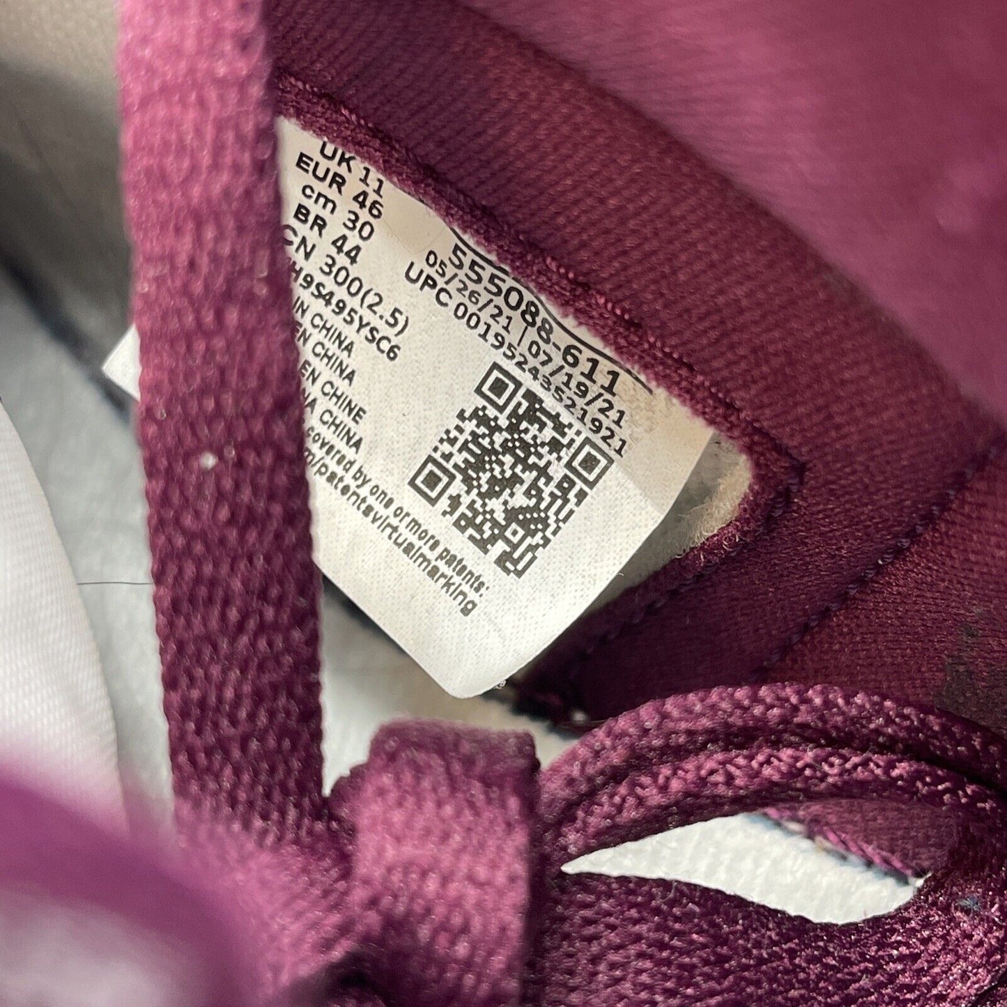 Size 12 - Jordan 1 Retro High OG Bordeaux Burgundy White Leather (555088-611)