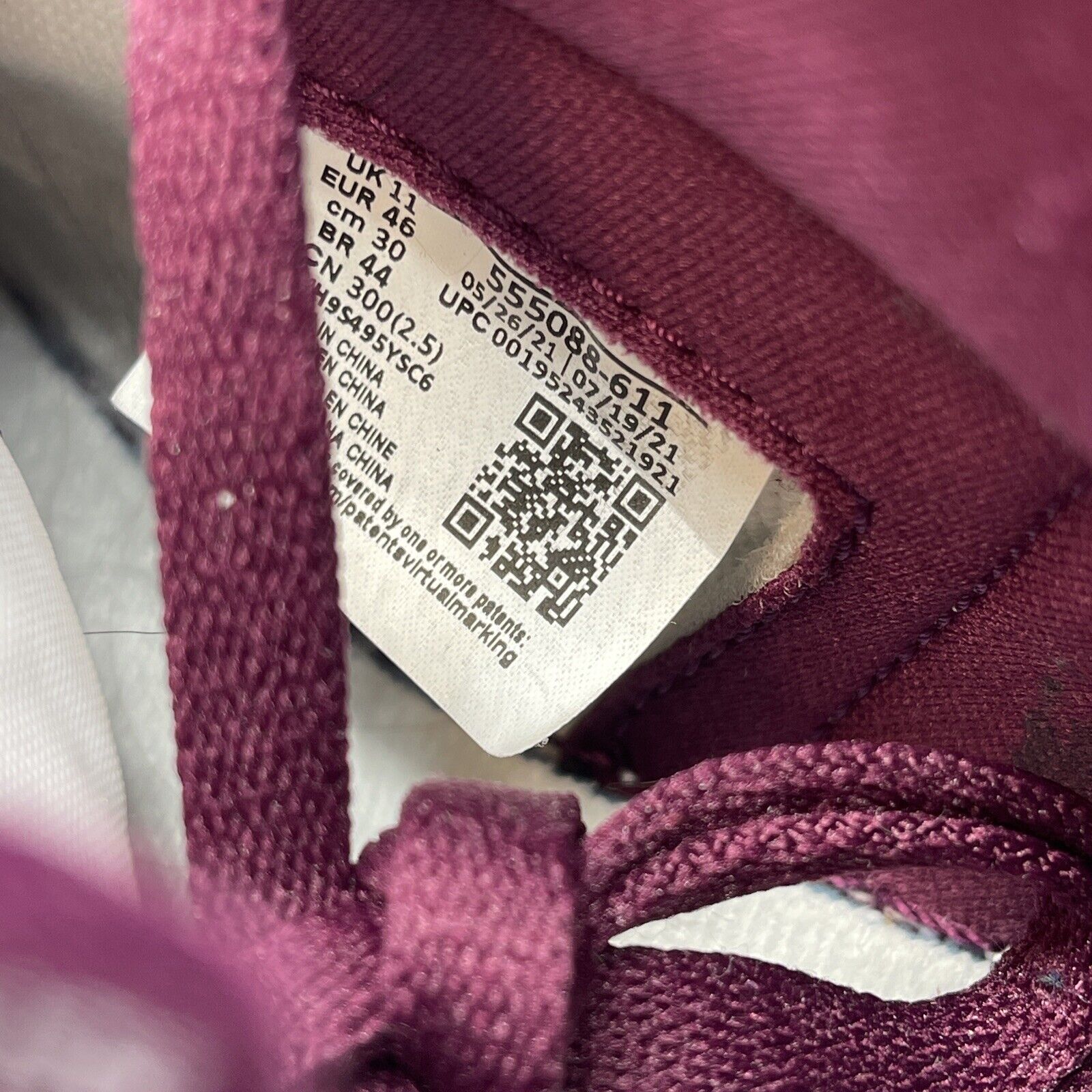 Size 12 - Jordan 1 Retro High OG Bordeaux Burgundy White Leather (555088-611)