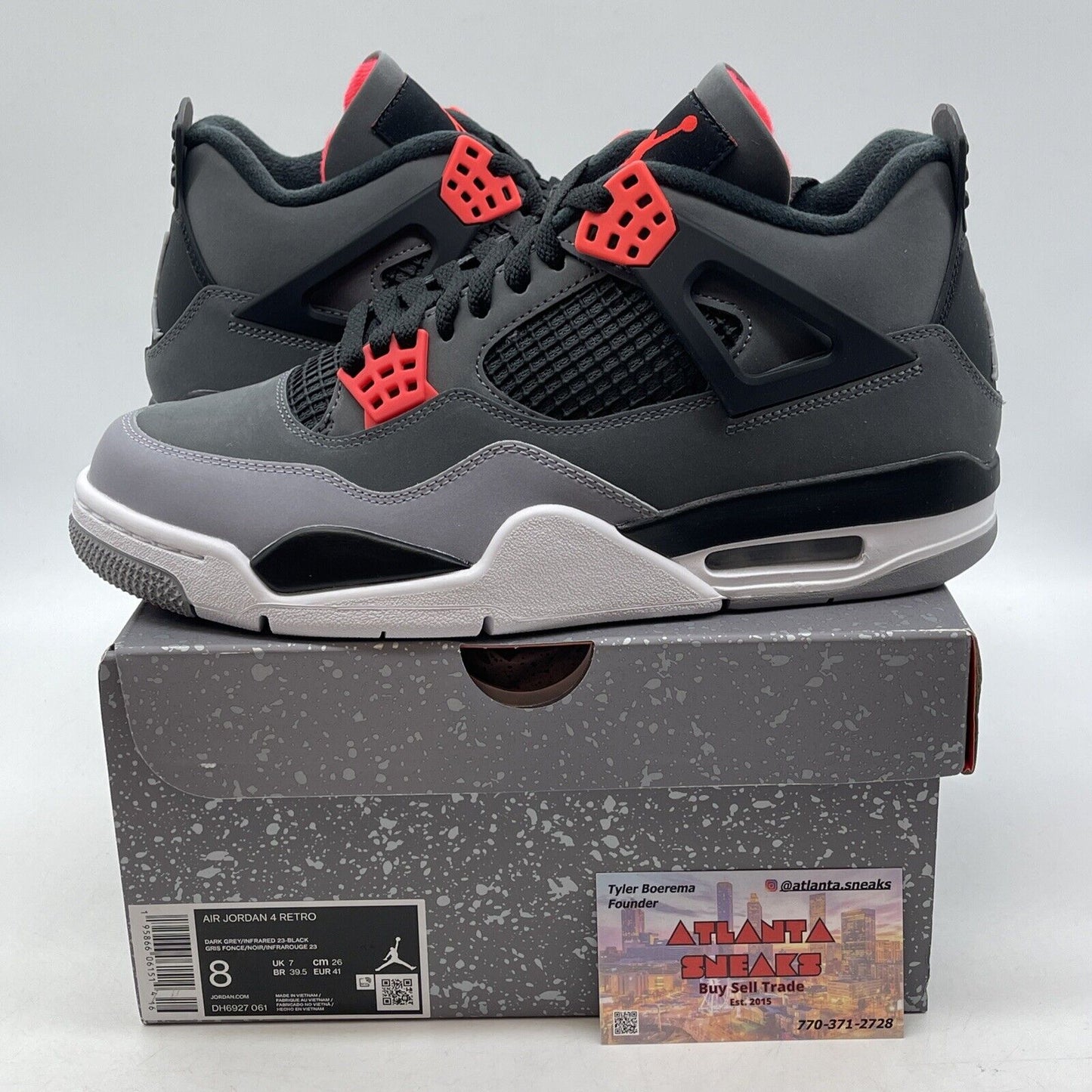 Size 8 - Jordan 4 Retro Mid Infrared Grey Black Suede (DH6927-061)