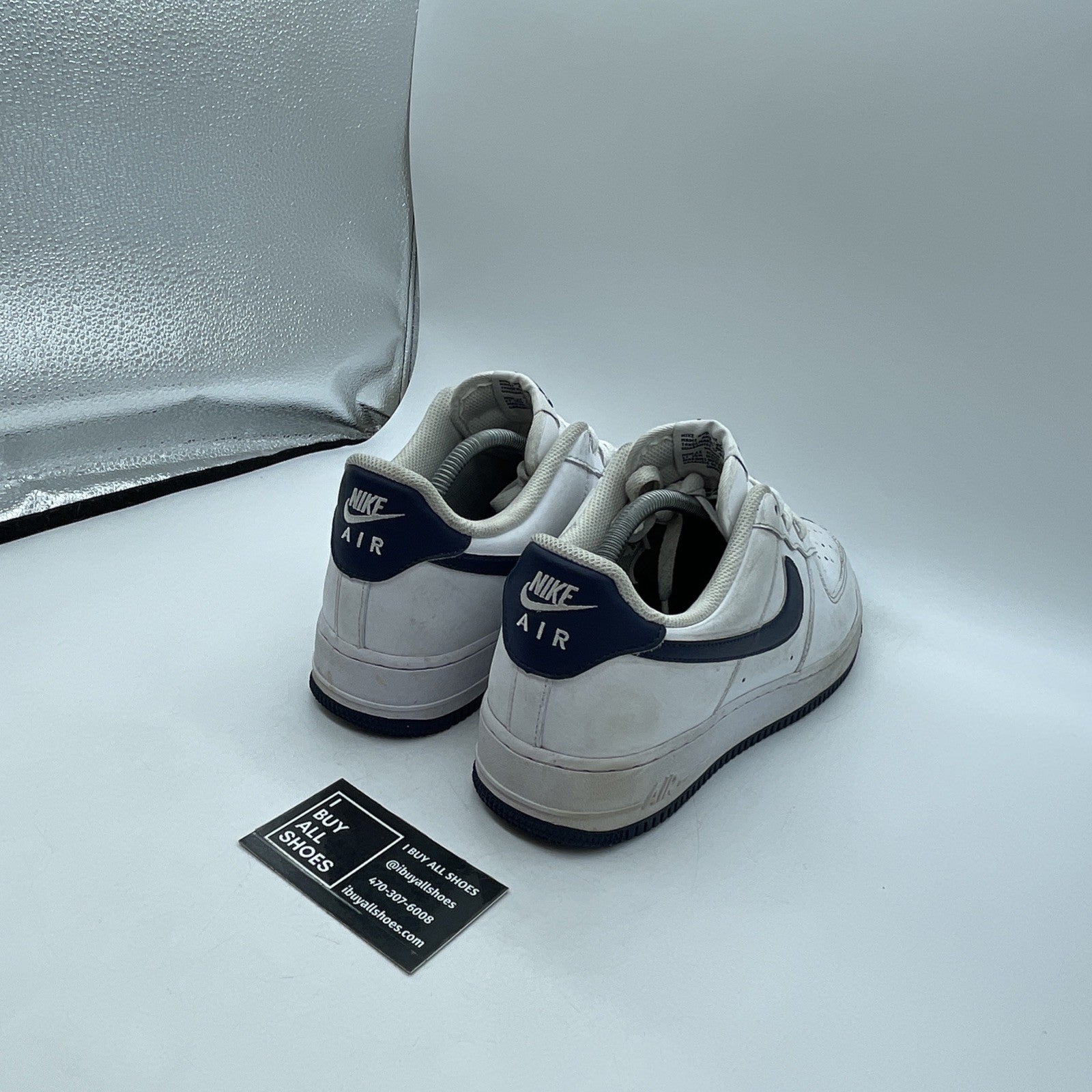 Size 10 - Nike Air Force 1 '07 White Midnight Navy White Leather (FJ4146-104)