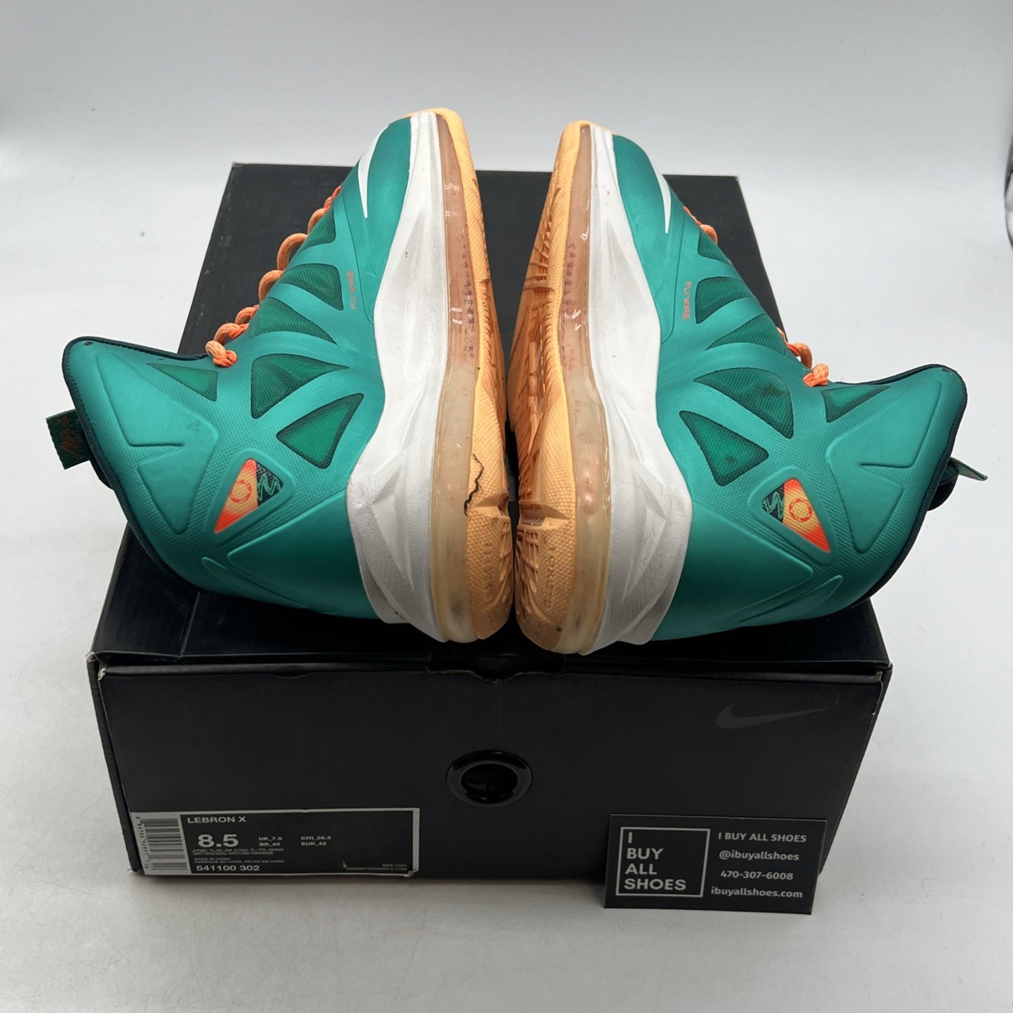 Size 8.5 - Nike LeBron 10 Miami Dolphins (541100-302)