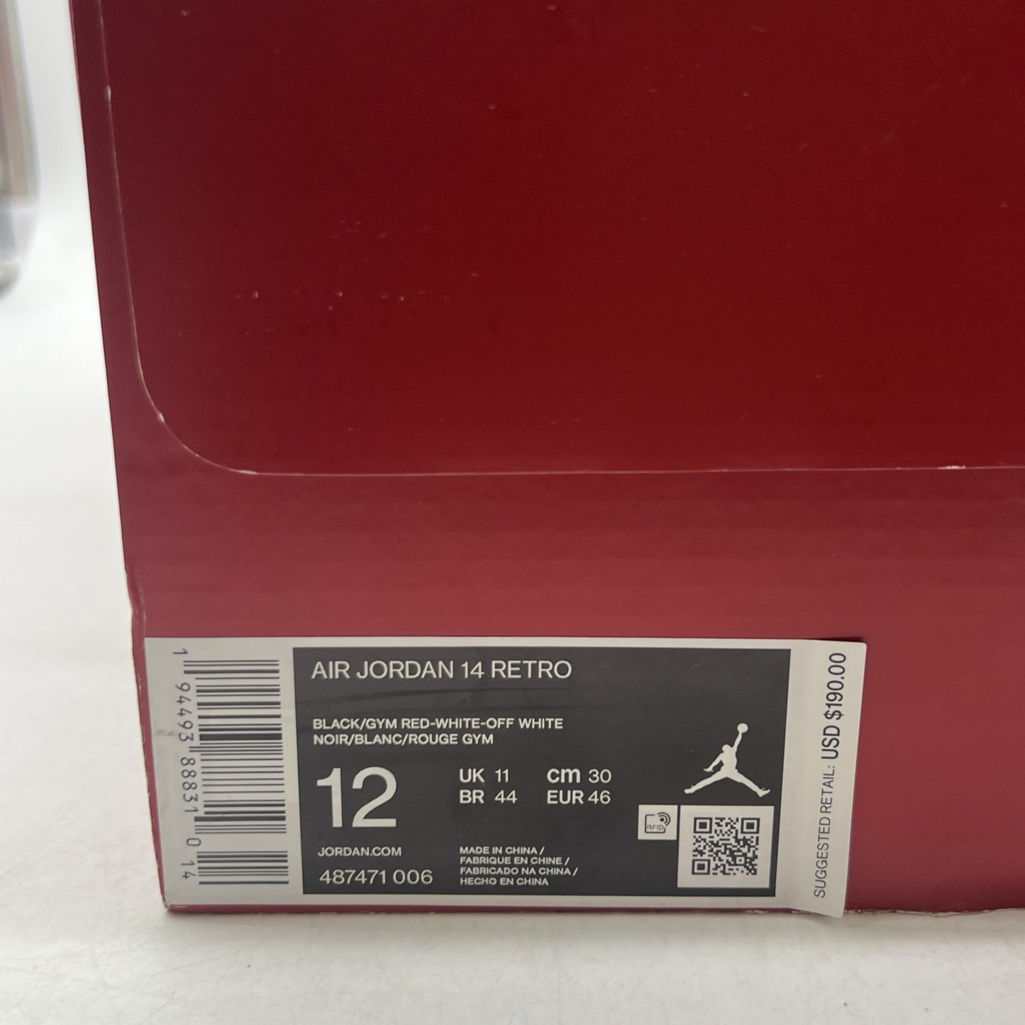 Size 12 - Air Jordan 14 Retro Gym Red (487471-006)