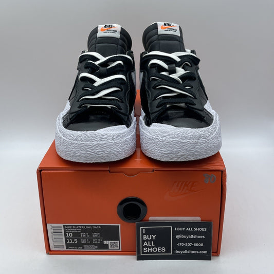 Size 10 - Nike sacai x Blazer Low Black Patent White Leather (DM6443-001)