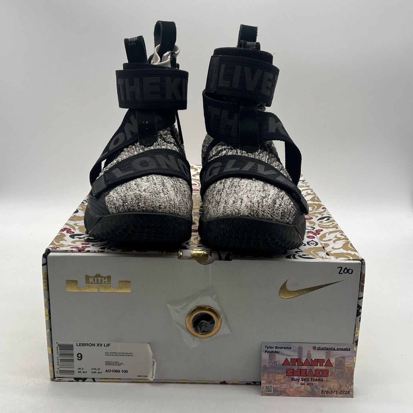 Size 9 - Nike Kith x LeBron Lifestyle 15 Concrete Black White (AO1068-100)