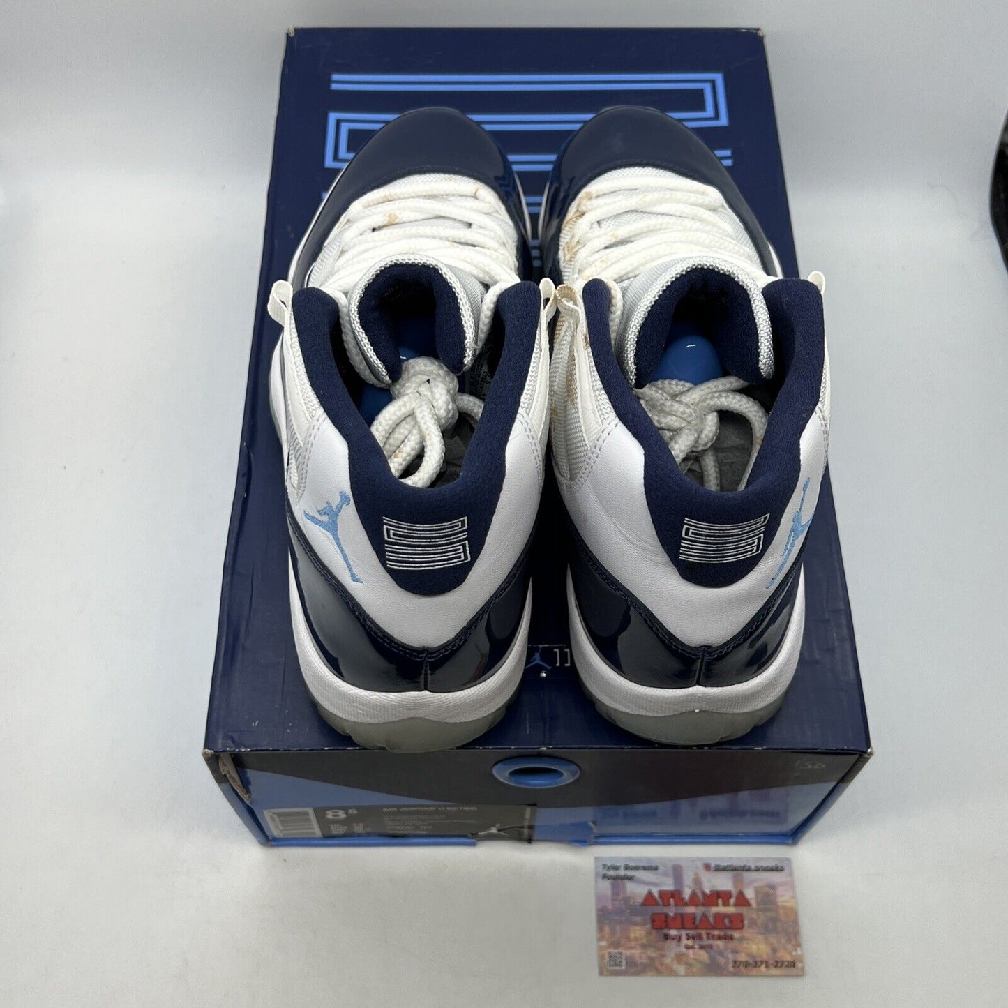 Size 8.5 - Jordan 11 Retro High Win Like '82 White Navy Leather (378037-123)