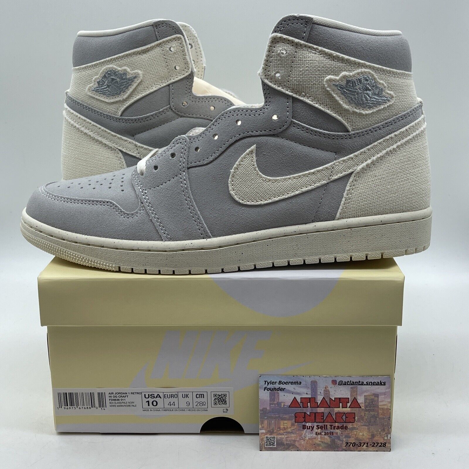 Size 10 - Air Jordan 1 Retro OG Craft High Ivory Grey Suede (FD8636-011)