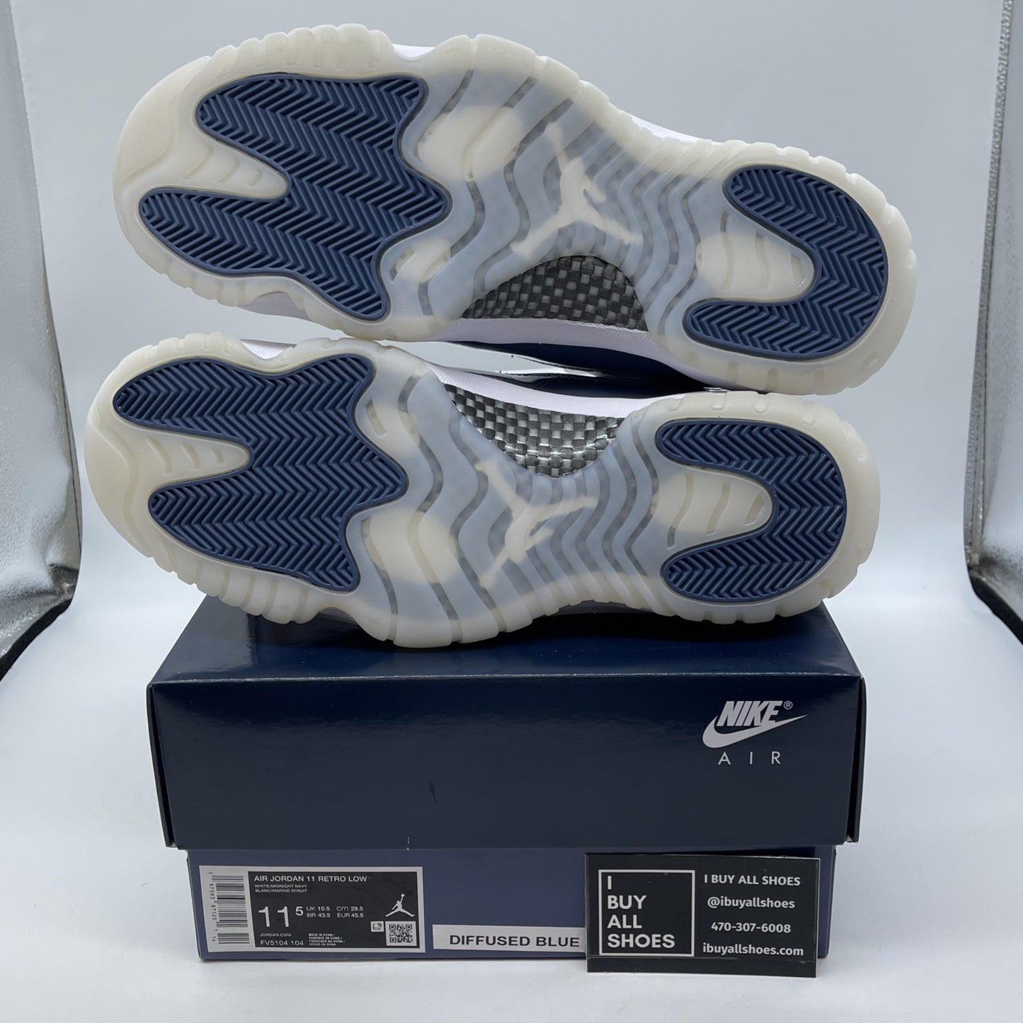 Size 11.5 - Air Jordan 11 Retro Low Diffused Blue White Leather (FV5104-104)