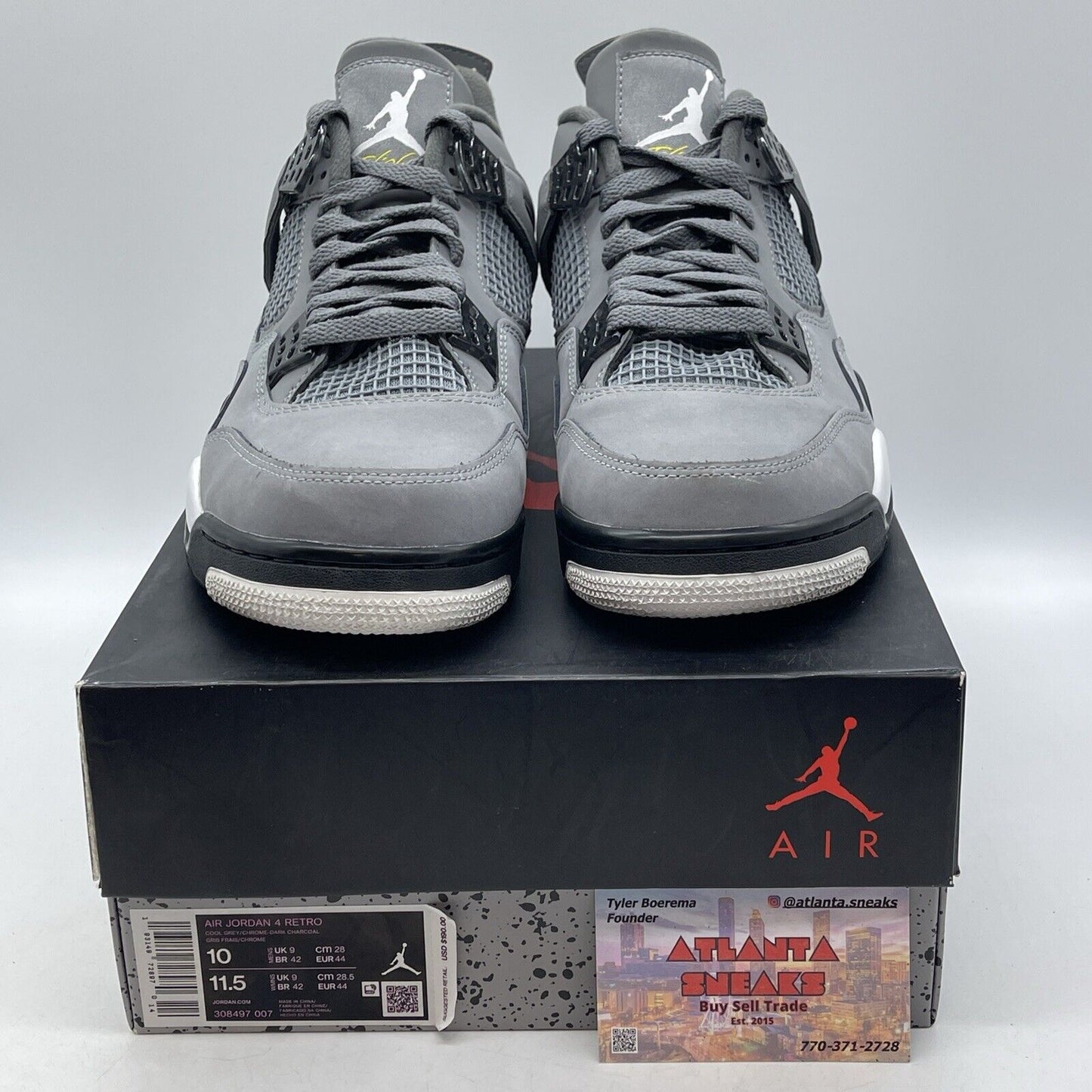 Size 10 - Jordan 4 Retro Low Cool Grey White Black Silver Suede (308497-007)