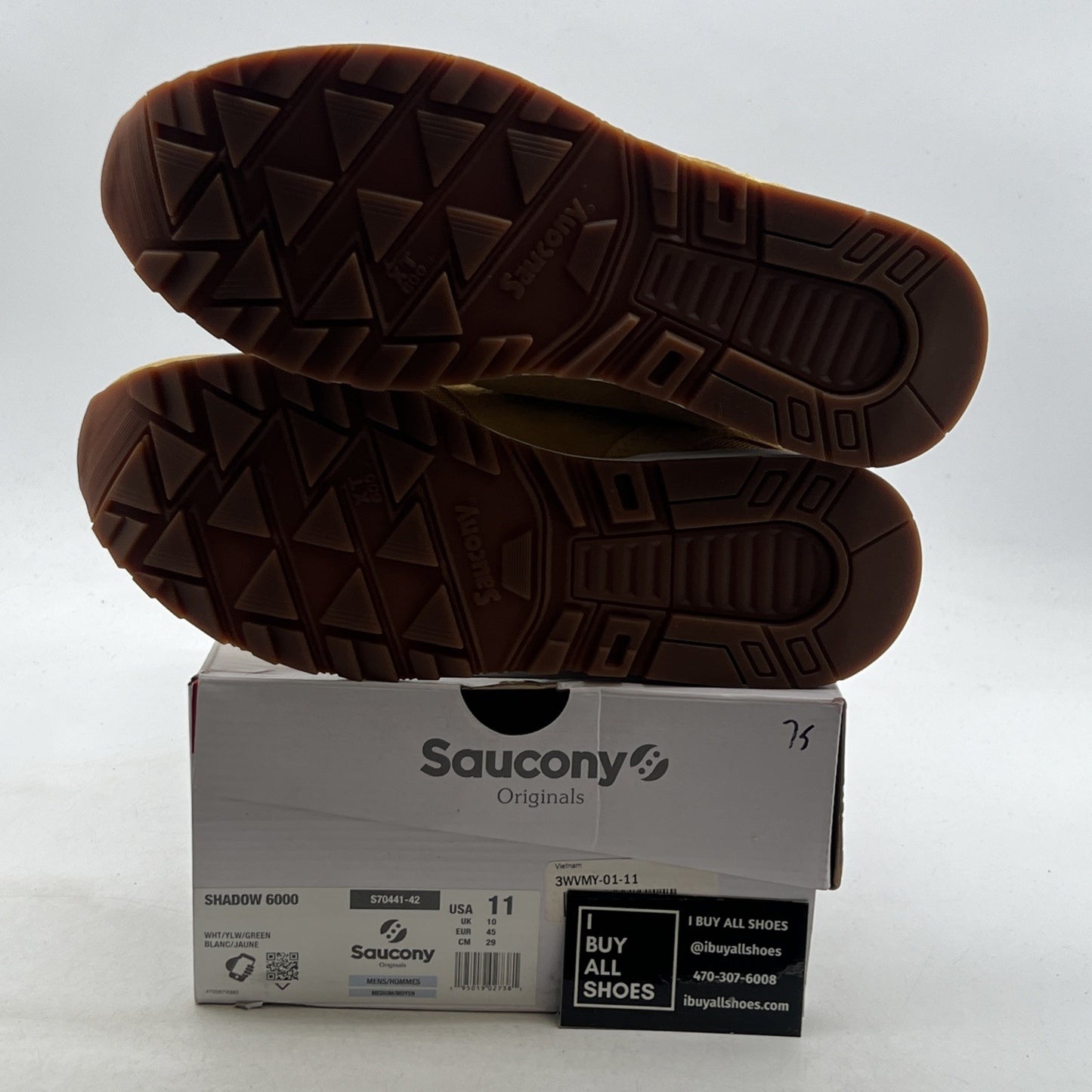 Size 11 - Saucony Shadow 6000 White Green Mustard (S70441-42)
