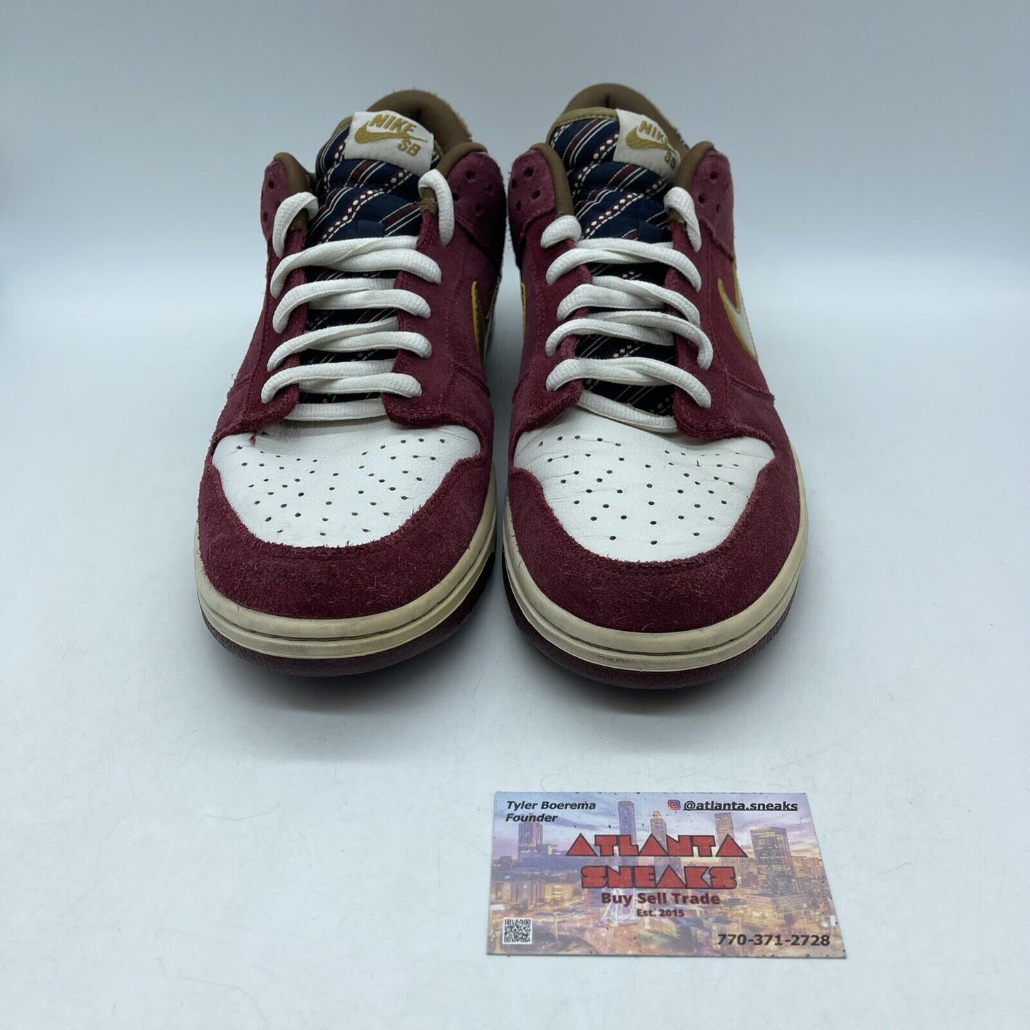 Size 12 - Dunk Low Pro SB Anchorman Burgundy White Brown Suede (304292-672)