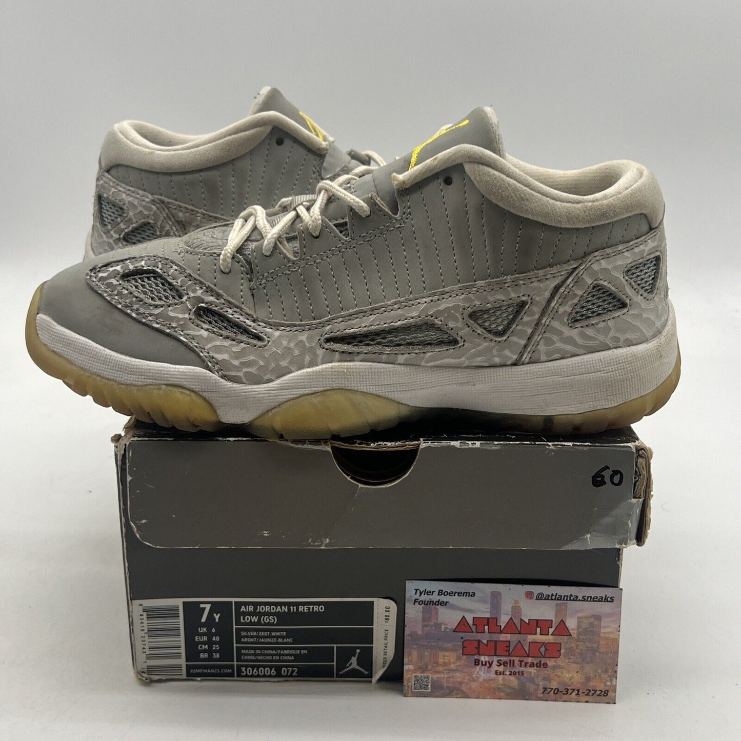 Size 7Y - Air jordan Retro 11 Low GS Grey Silver Zest (306006-072)