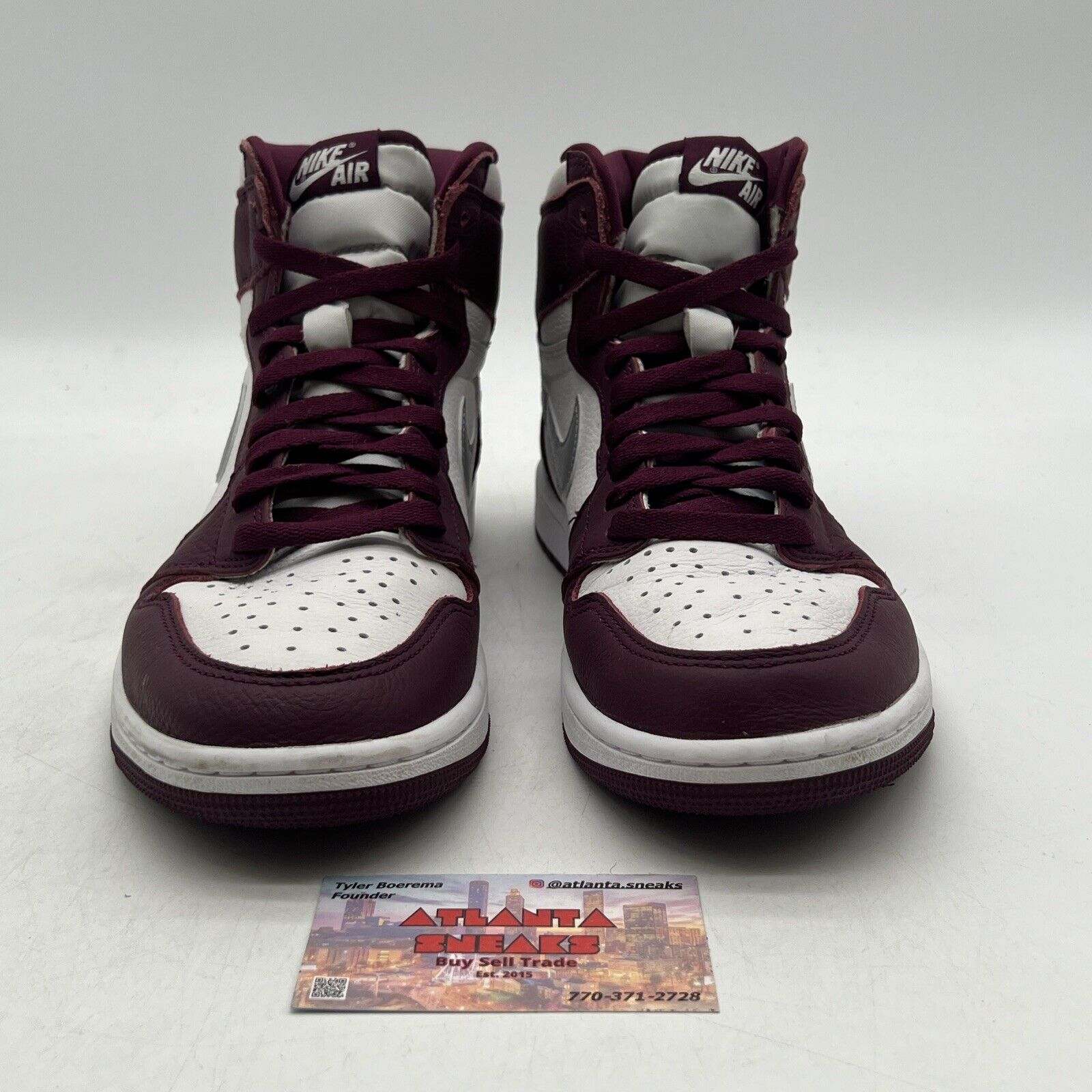 Size 9.5 - Jordan 1 Retro High OG Bordeaux White Silver Leather (555088-611)