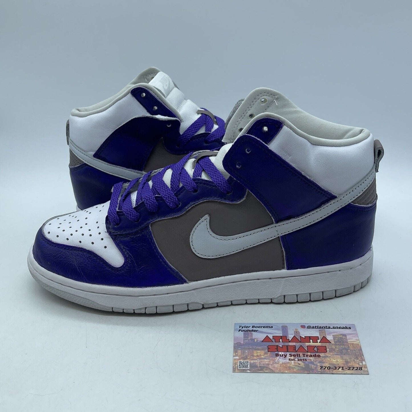 Size 9.5 - Nike Dunk High Blue Skate Shoes Top Perforated Purple (CZ8149-101)