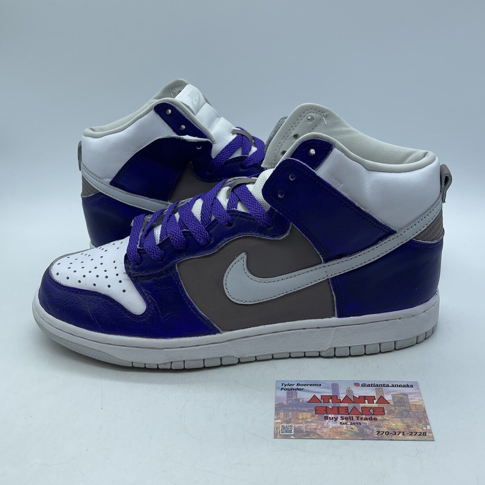 Size 9.5 - Nike Dunk High Blue Skate Shoes Top Perforated Purple (CZ8149-101)
