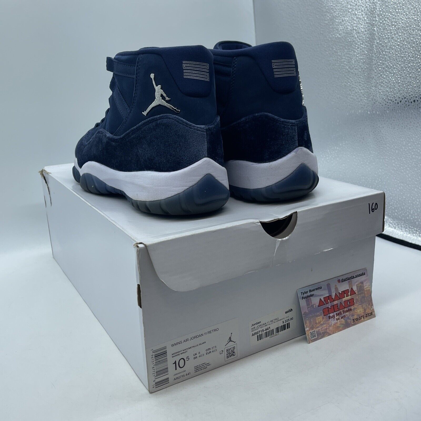 Size 10.5W - Jordan 11 Midnight Navy Velvet 2022 Silver White (AR0715-441)