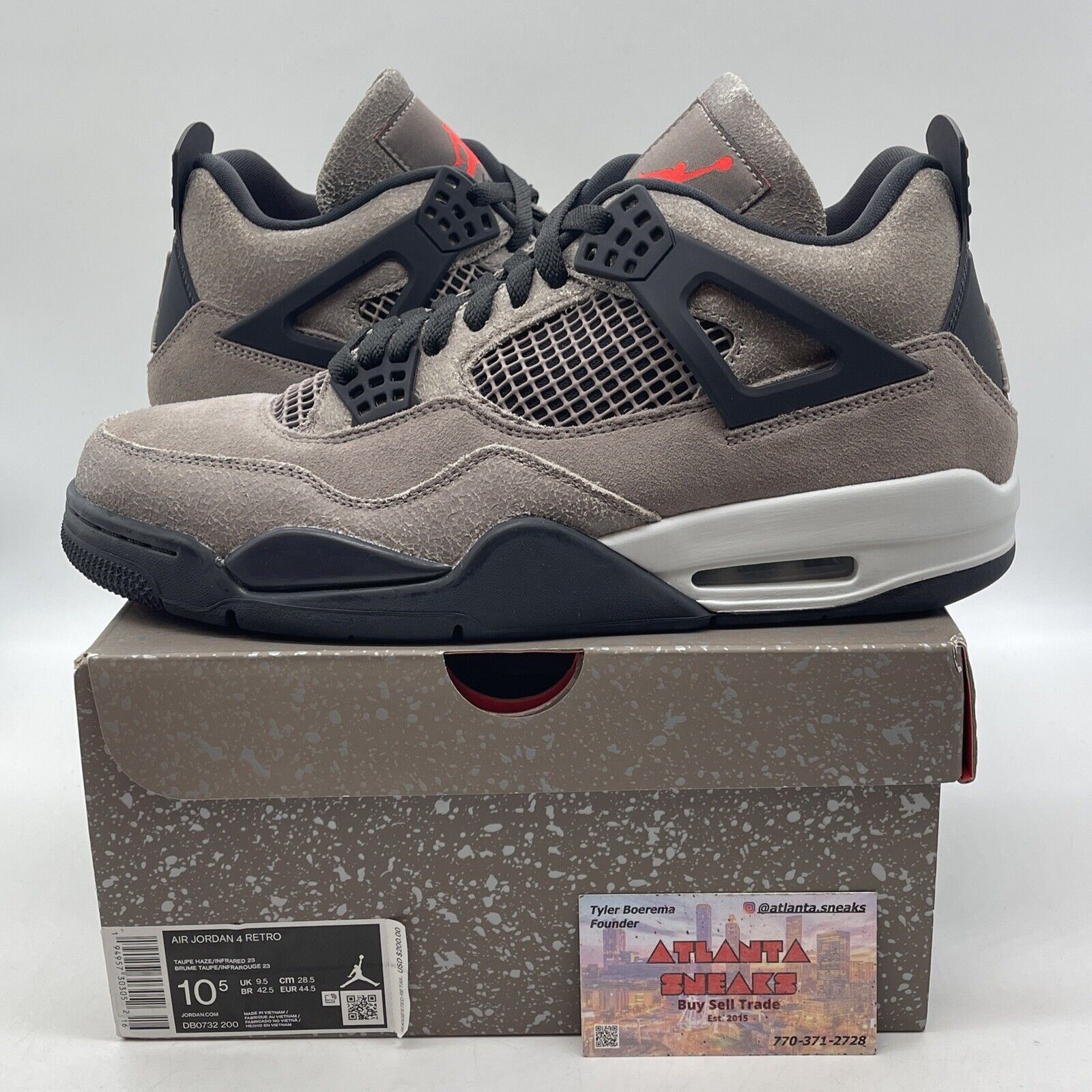 Size 10.5 - Jordan 4 Retro Mid Taupe Haze Brown Suede Black Leather (DB0732-200)