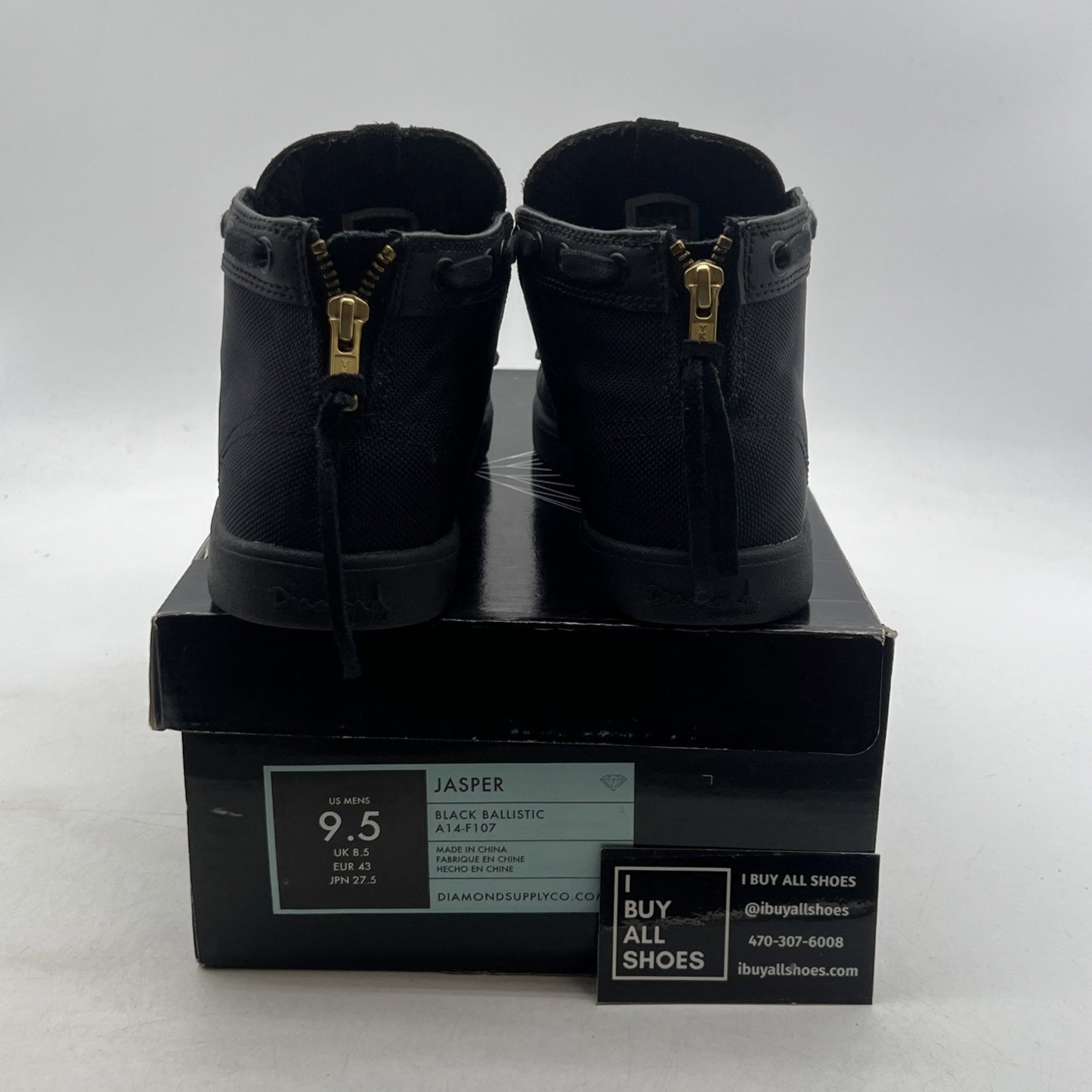 Size 9.5 - Diamond Supply Co x IBN Jasper Triple Black (A14-F107)