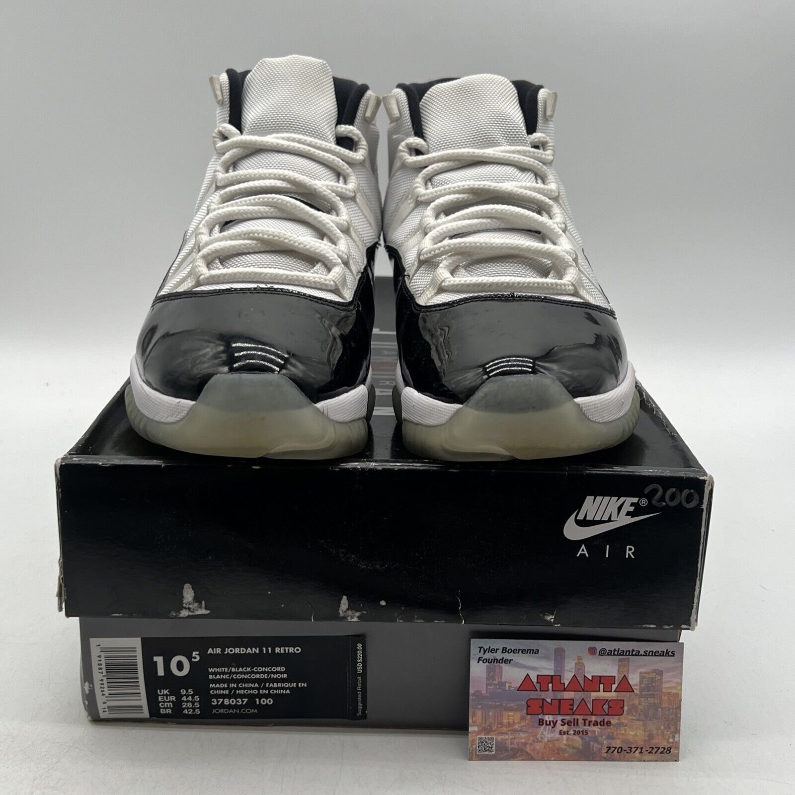 Size 10.5 - Jordan 11 Retro High Concord Black White Leather (378037-100)