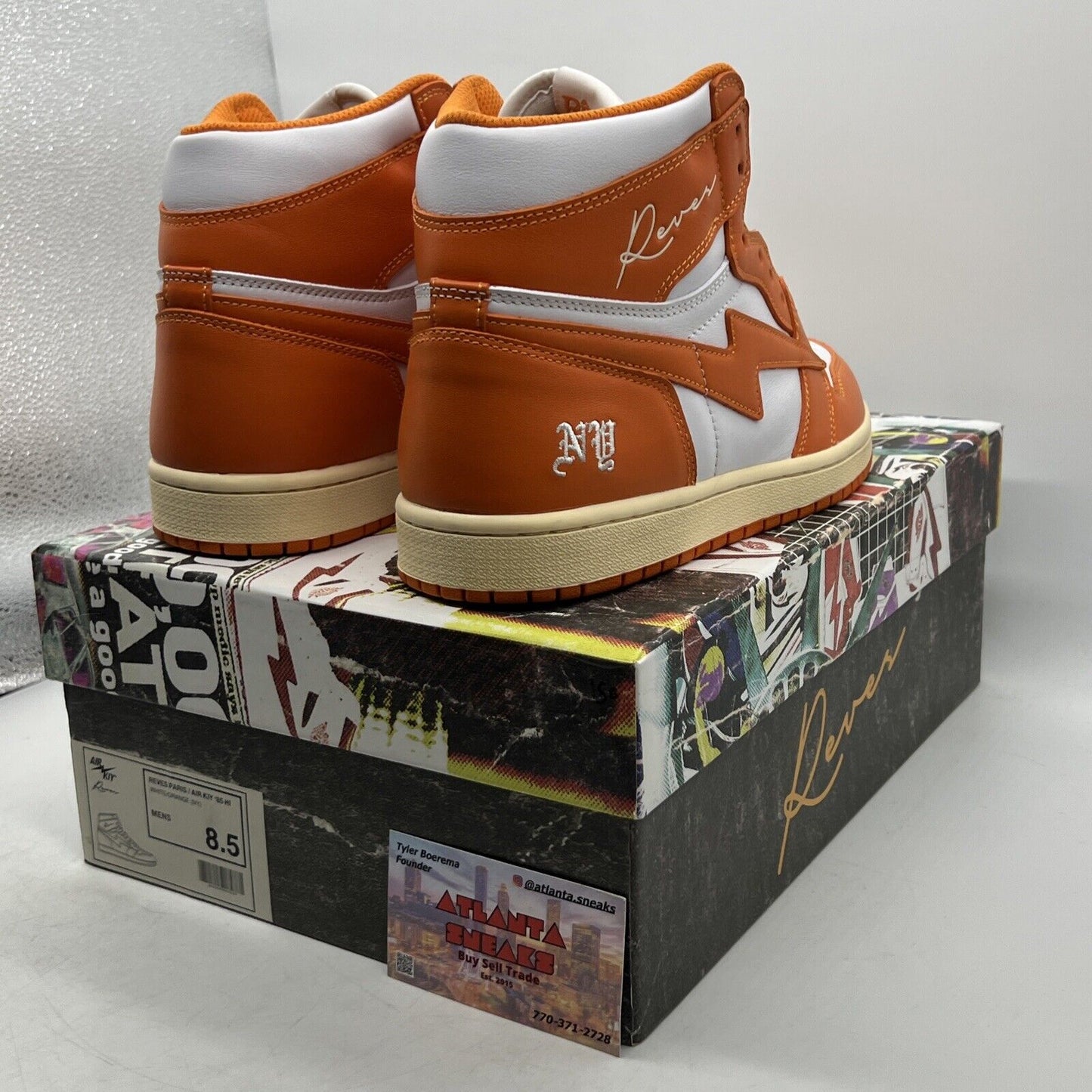 Reves Paris Air Kiy '85 Hi White/Orange Men's 8.5 Shoes Sneakers