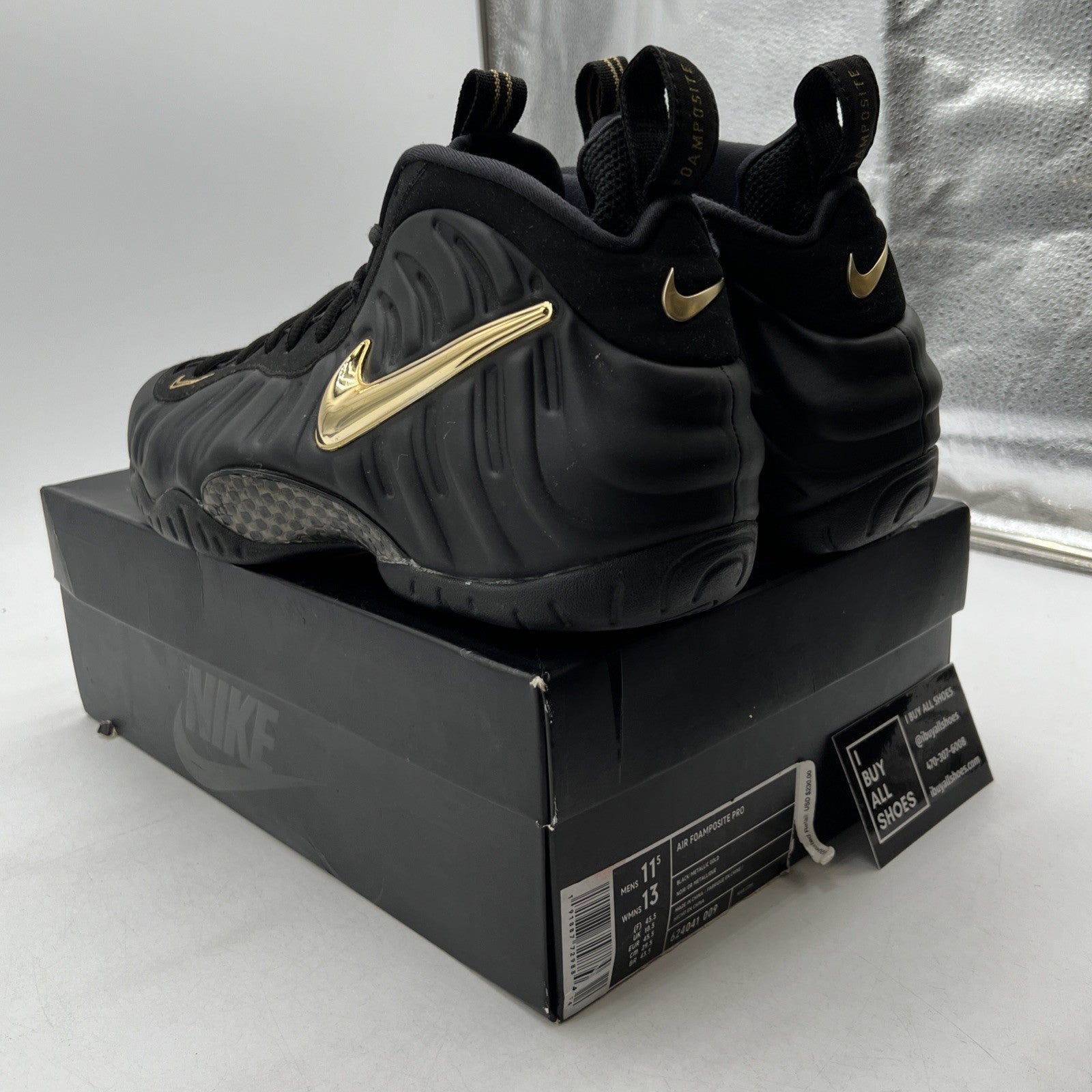 Size 11.5 - Nike Air Foamposite Pro Black Metallic Gold (624041-009)