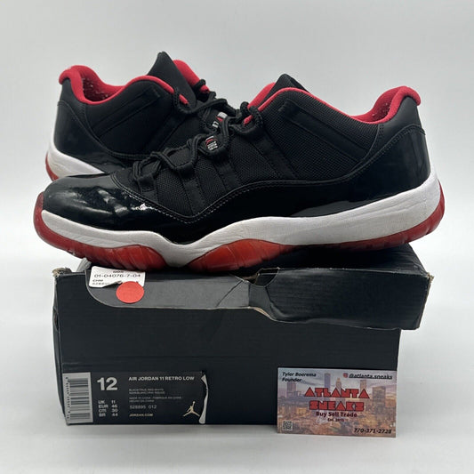 Size 12 - Jordan 11 Retro Low bred 2015 Black White Patent With Box Red Classic