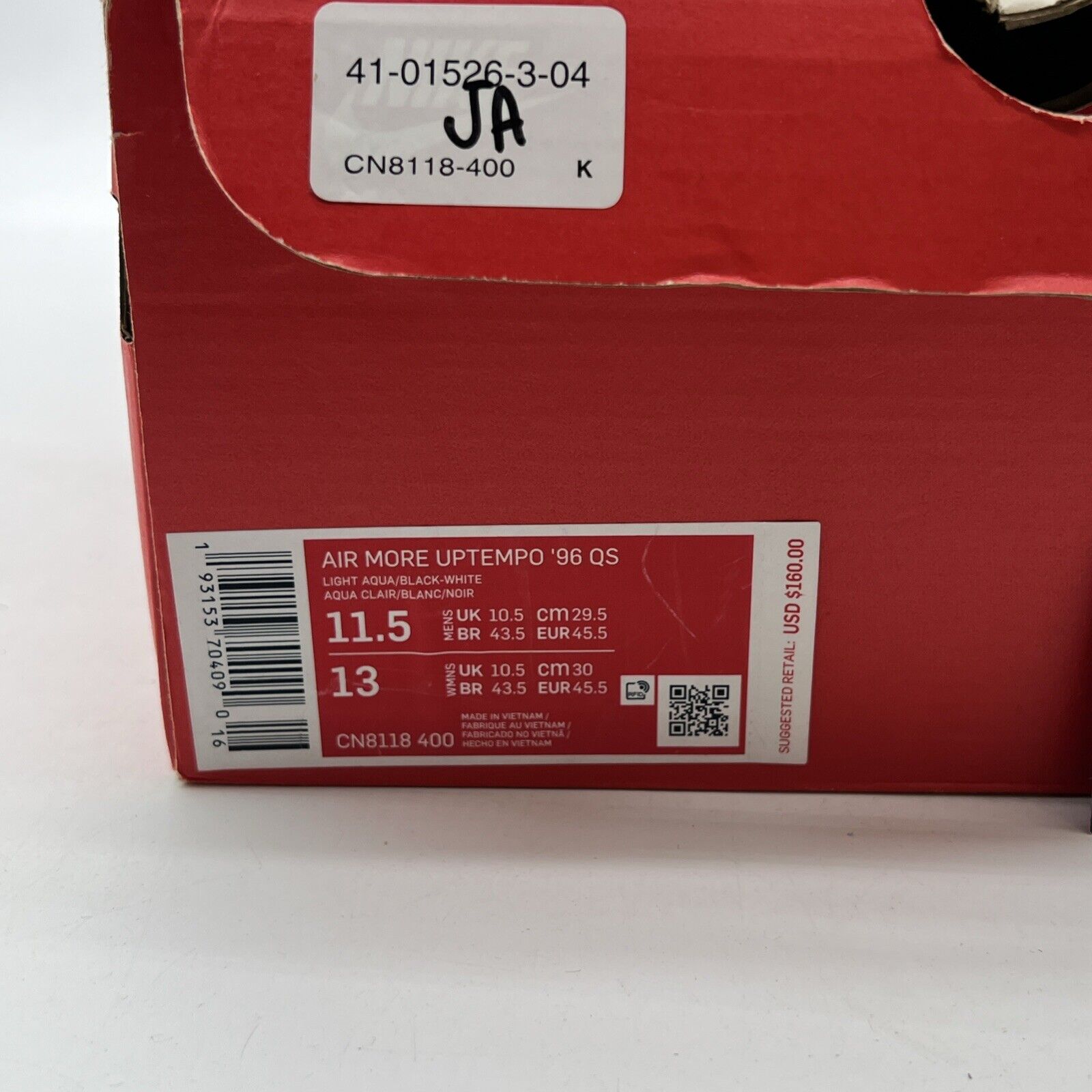Size 11.5 - Nike Air More Uptempo '96 QS Light Aqua (CN8118-400)