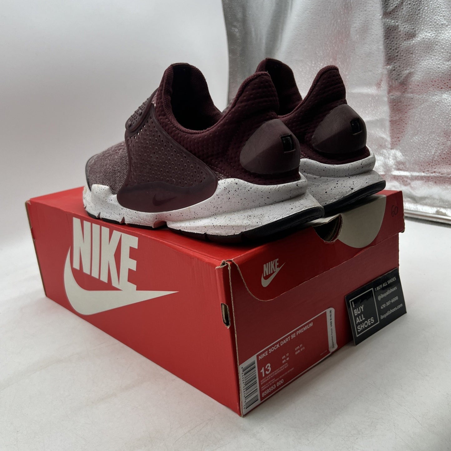 Size 13 - Nike Sock Dart SE Premium Night Maroon (859553-600)