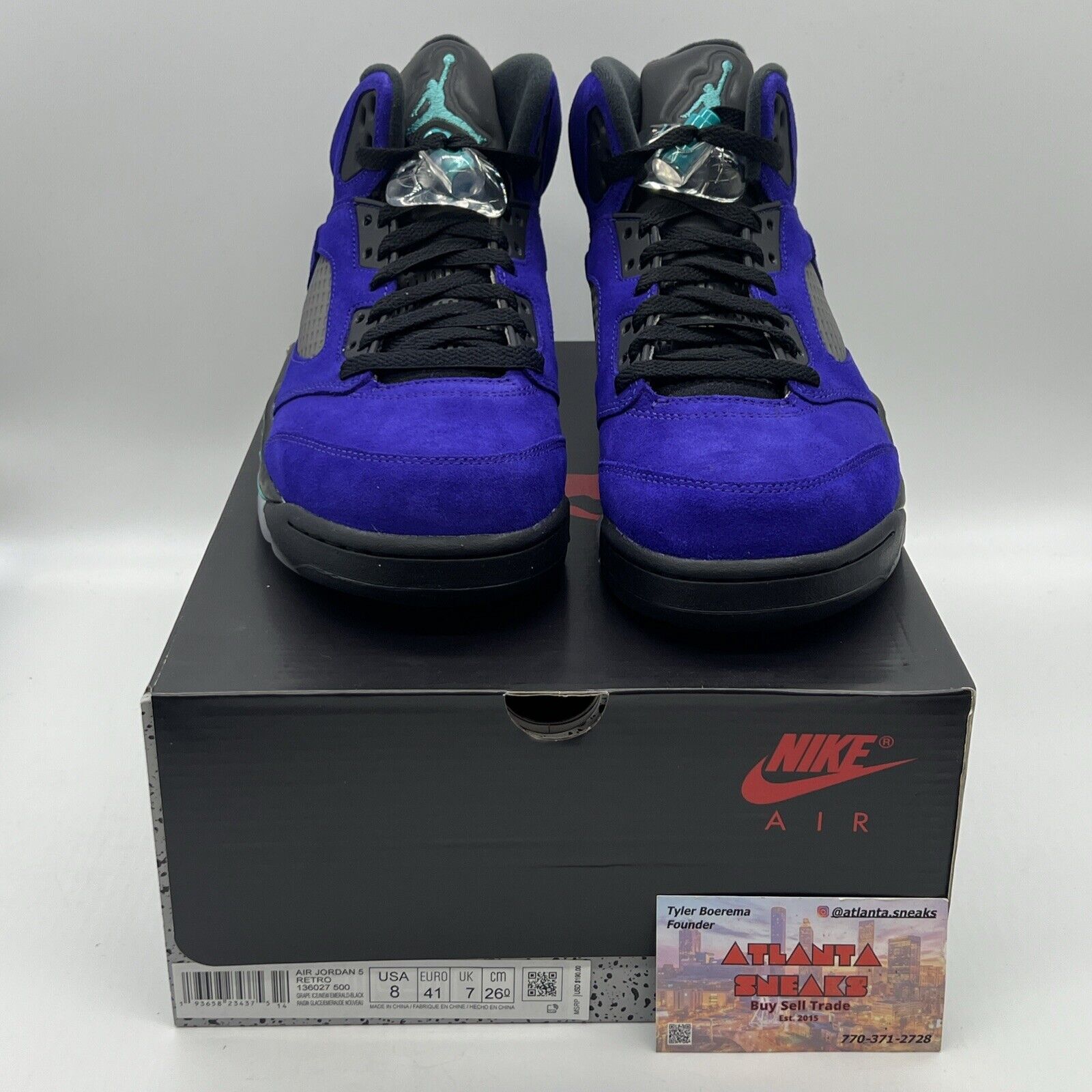 Size 8 - Jordan 5 Retro Alternate Grape 2020 Brand New Og All Black Purple Aqua