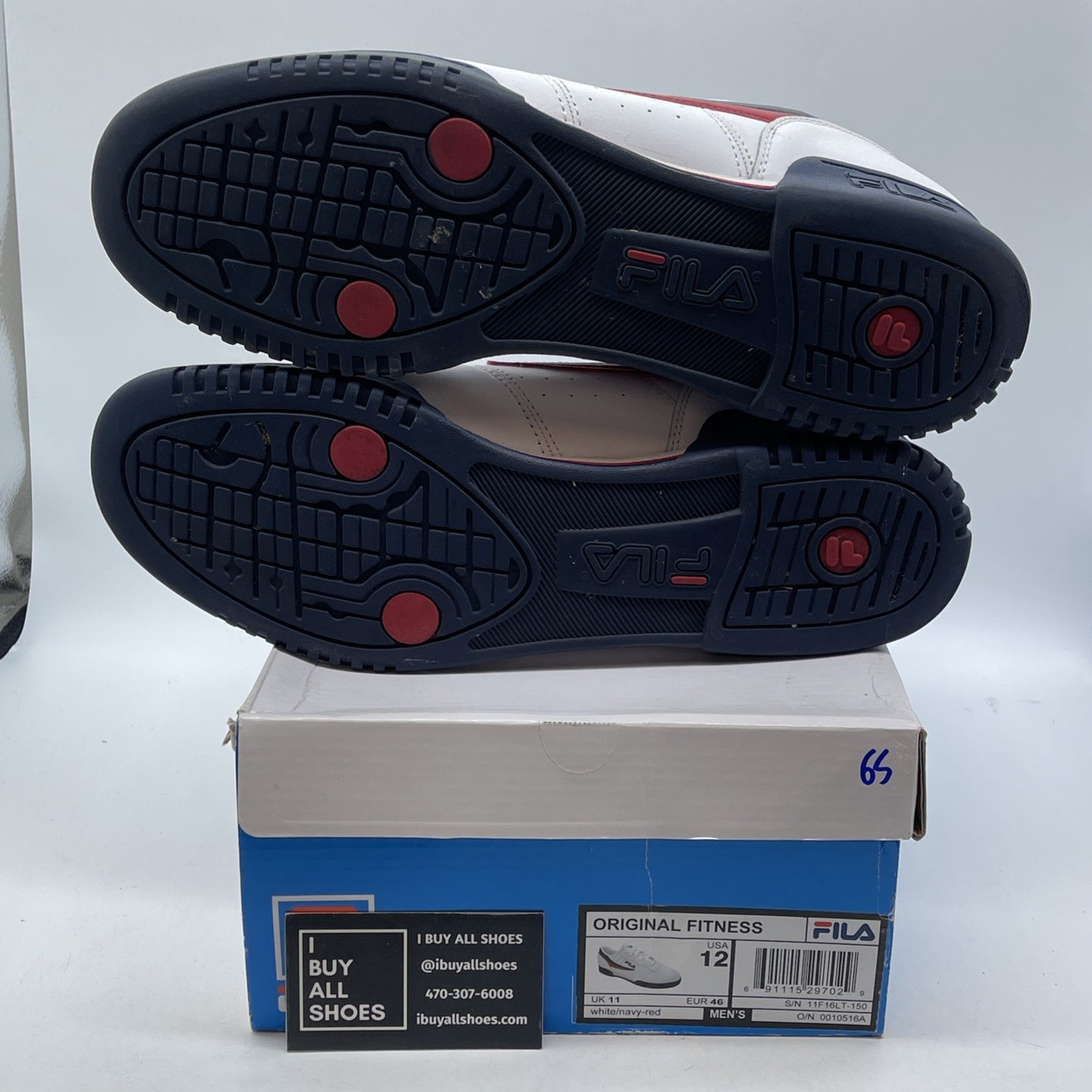 Size 12 - FILA Men's Original Fitness Sneaker White Blue Red (11F16LT-150)