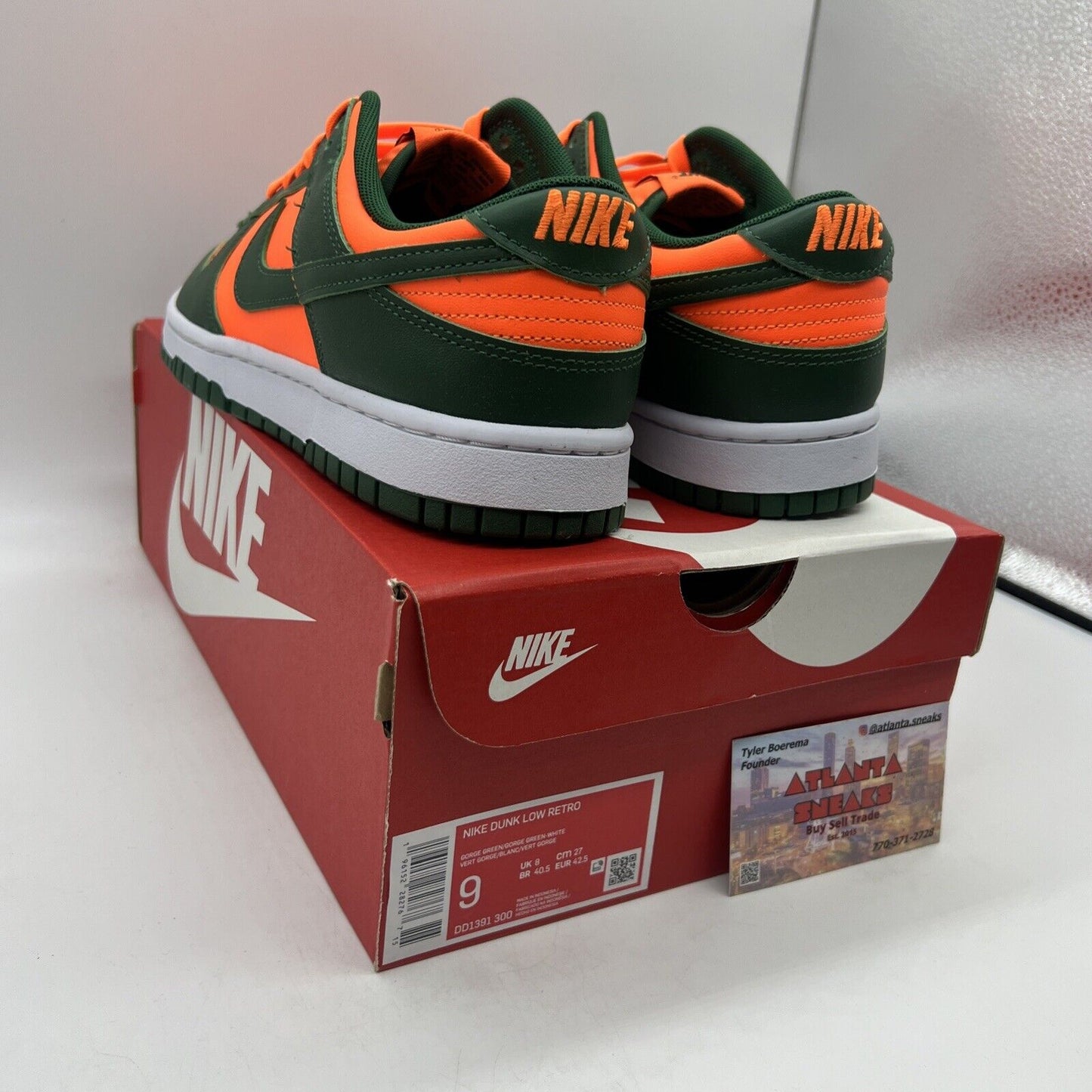 Size 9 - Nike Dunk Low Miami Hurricanes Brand New Og All