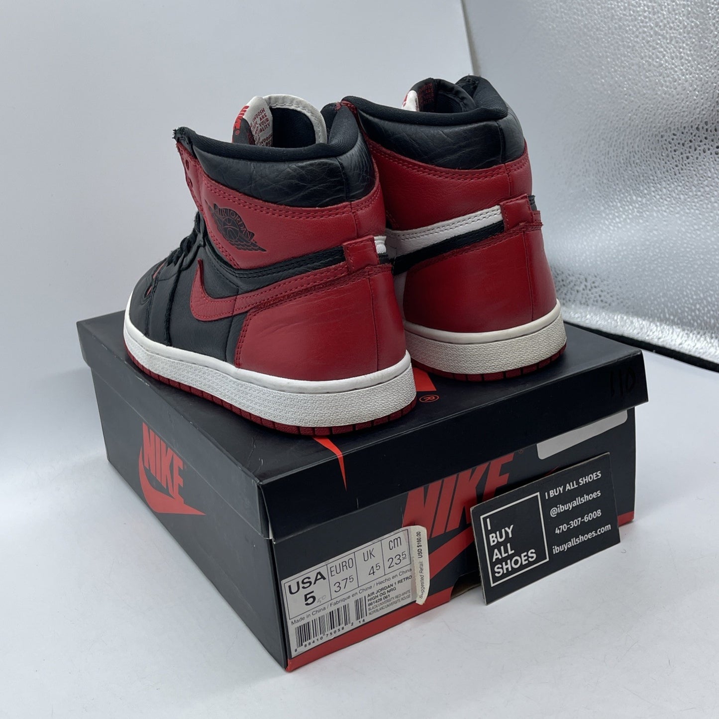 Size 5 - Air Jordan 1 Retro OG NRG High Homage to Home Red White (861428-061)
