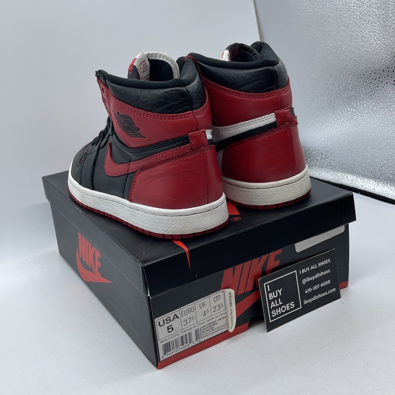 Size 5 - Air Jordan 1 Retro OG NRG High Homage to Home Red White (861428-061)