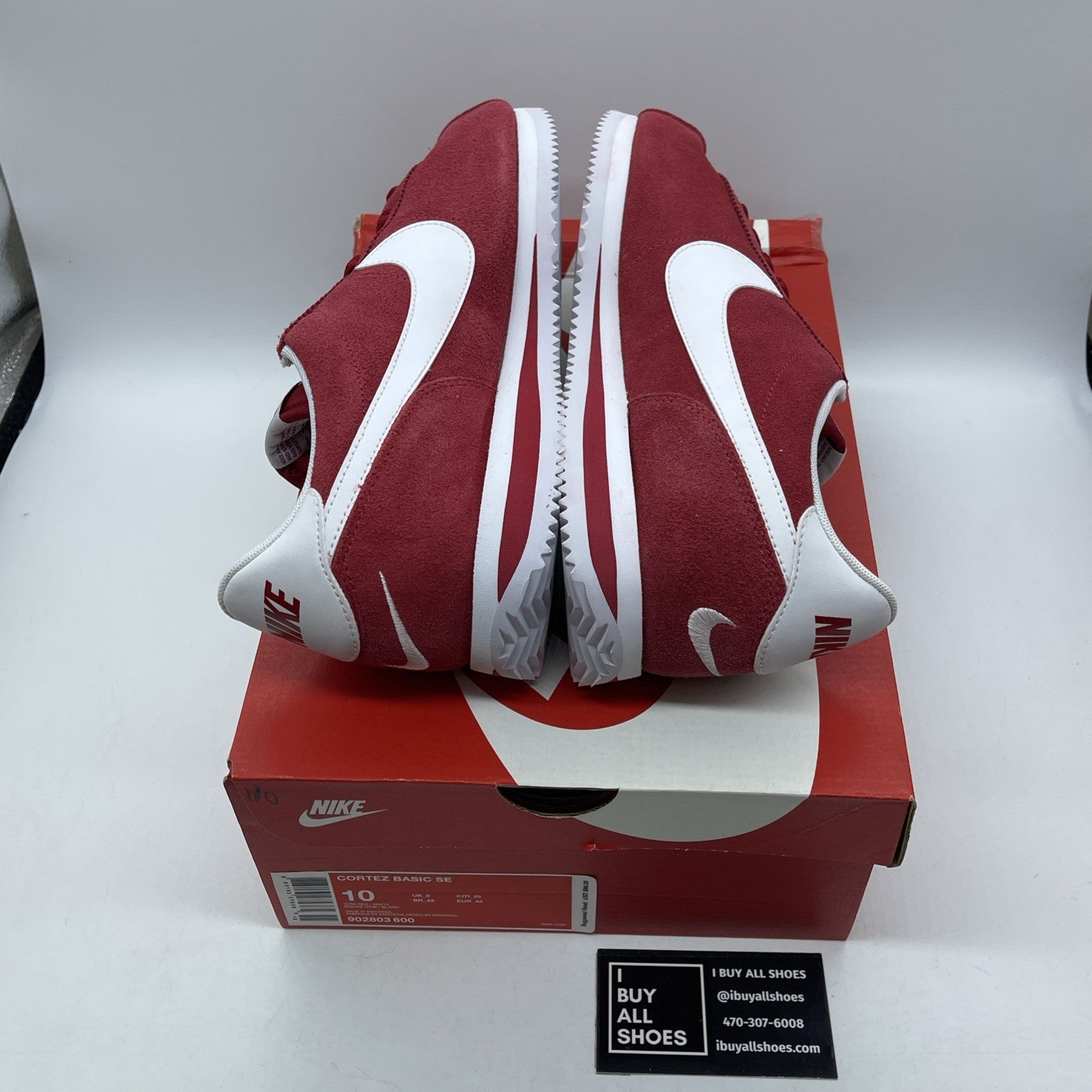 Size 10 - Nike Cortez Basic SE Gym Red White Suede Leather (902803-600)
