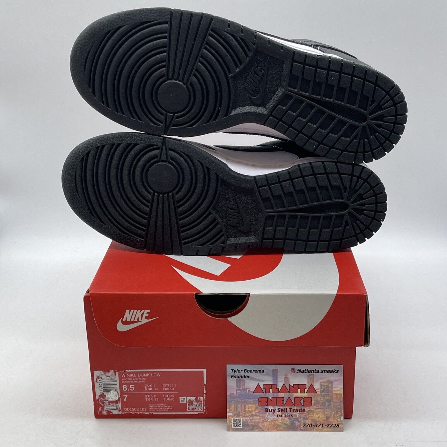 Size 8.5W - Nike Dunk Low Black White Leather (DD1503-101)