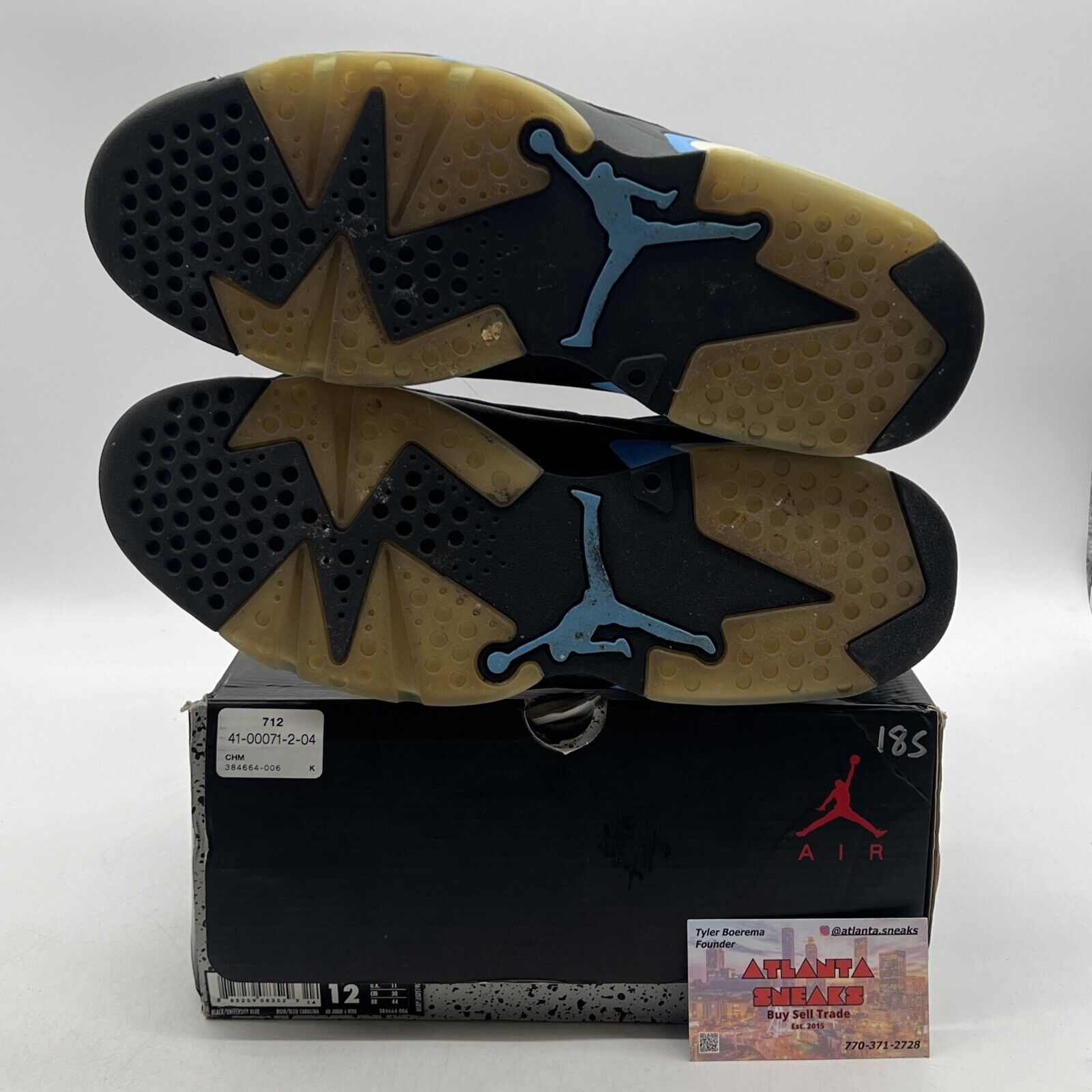Size 12 - Air Jordan 6 Retro UNC Black Blue Suede (384664-006)