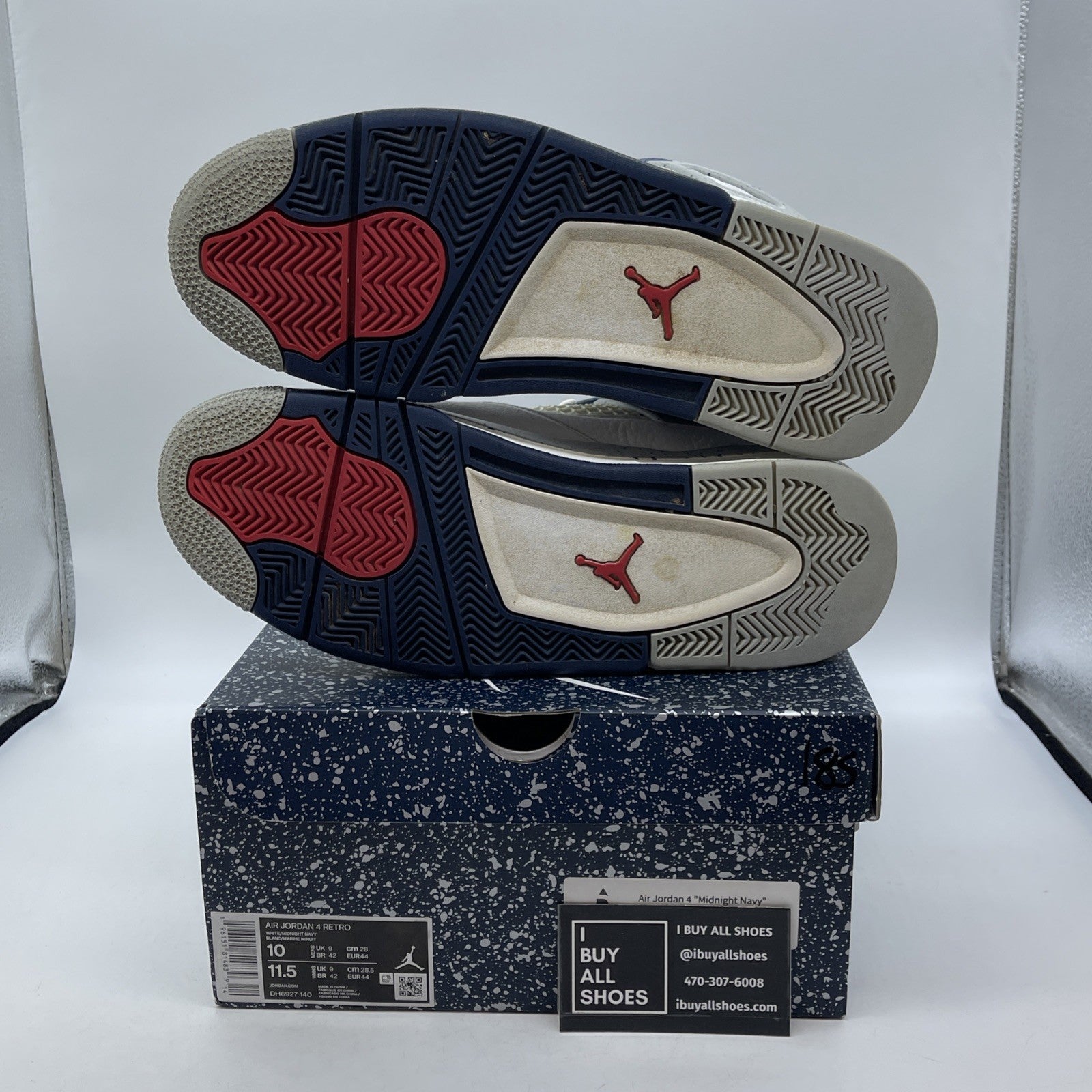 Size 10 - Jordan 4 Retro Mid Midnight Navy Blue White Leather (DH6927-140)